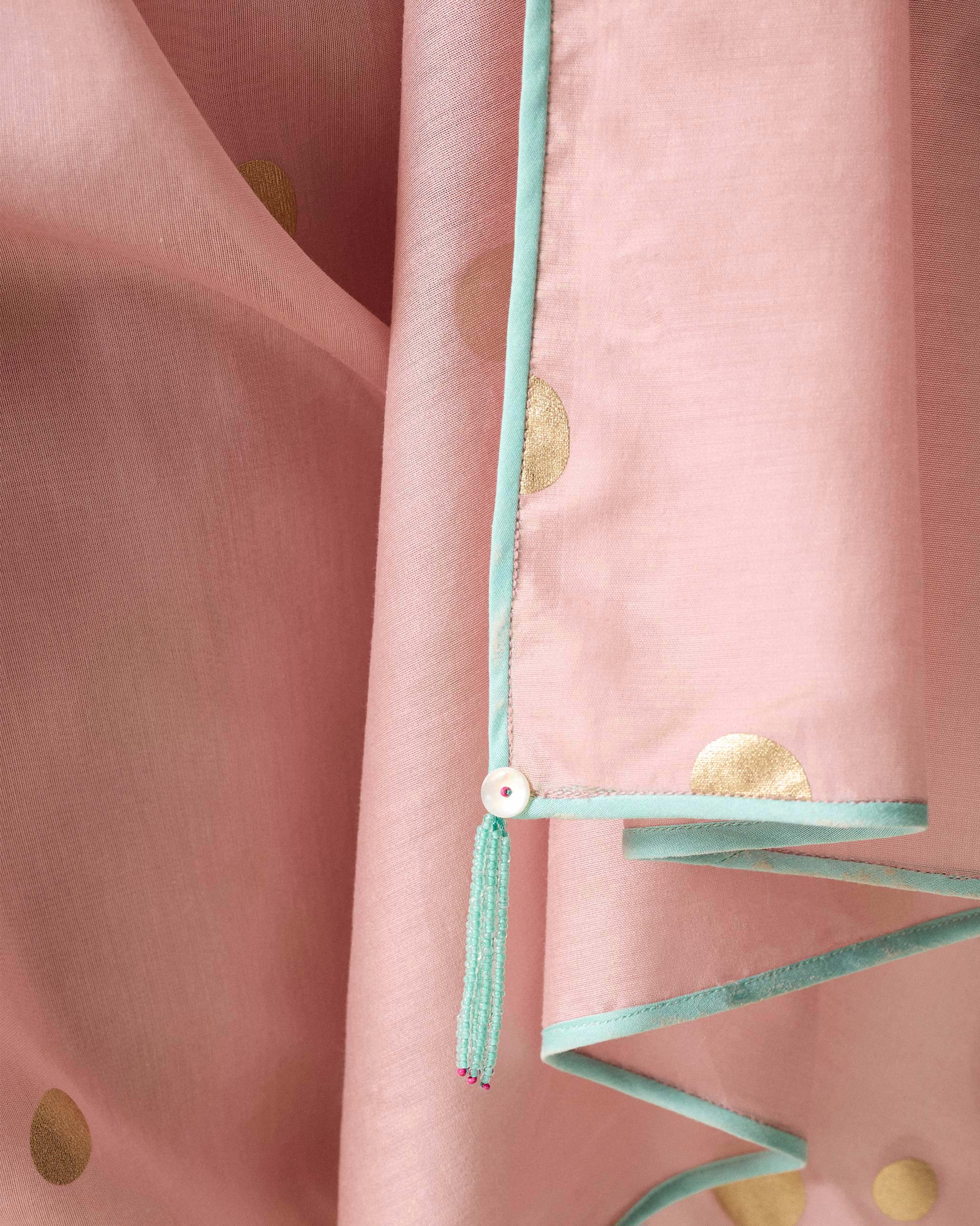 Jugnu Sari - Light Pink & Gold Printed