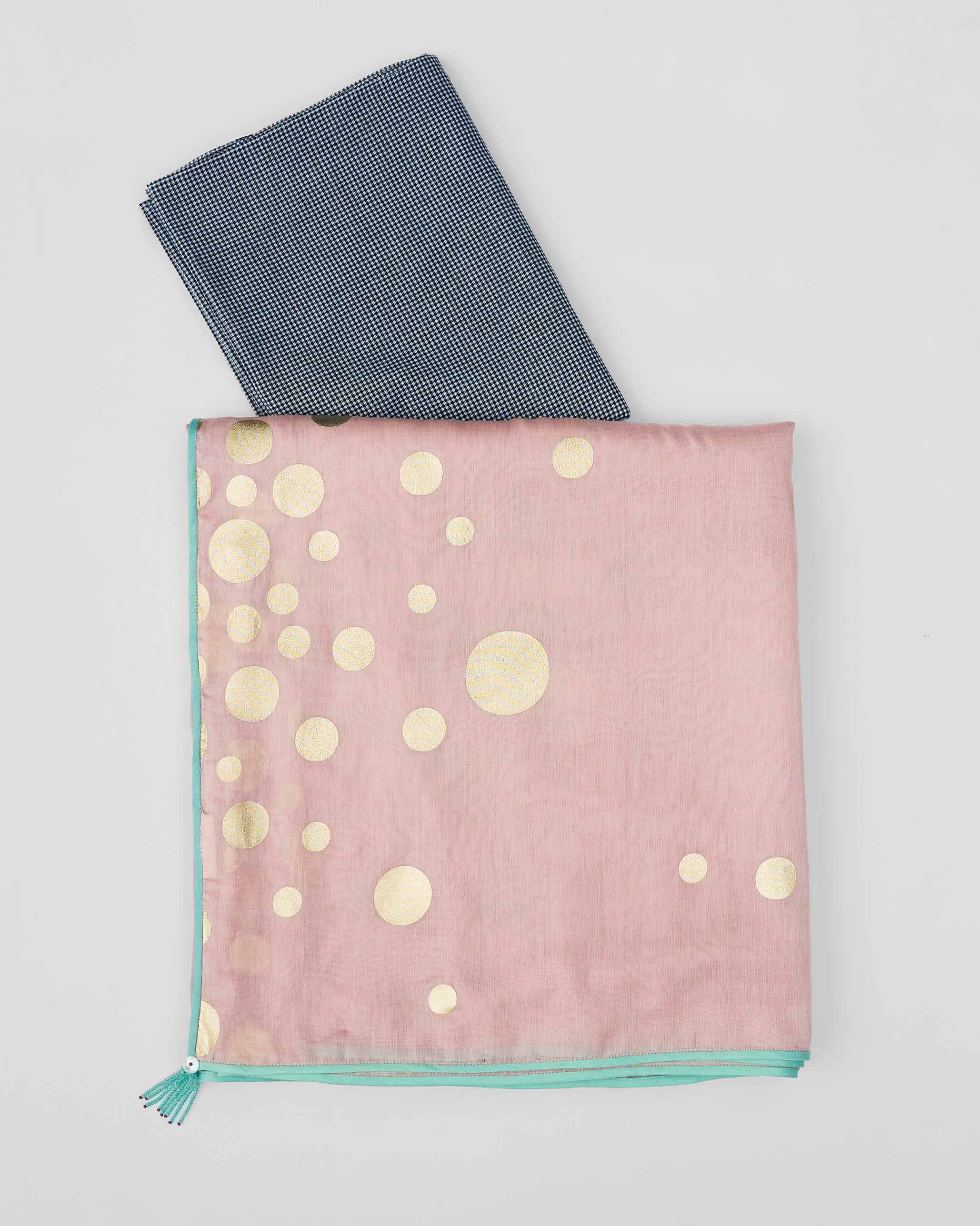 Jugnu Sari - Light Pink & Gold Printed