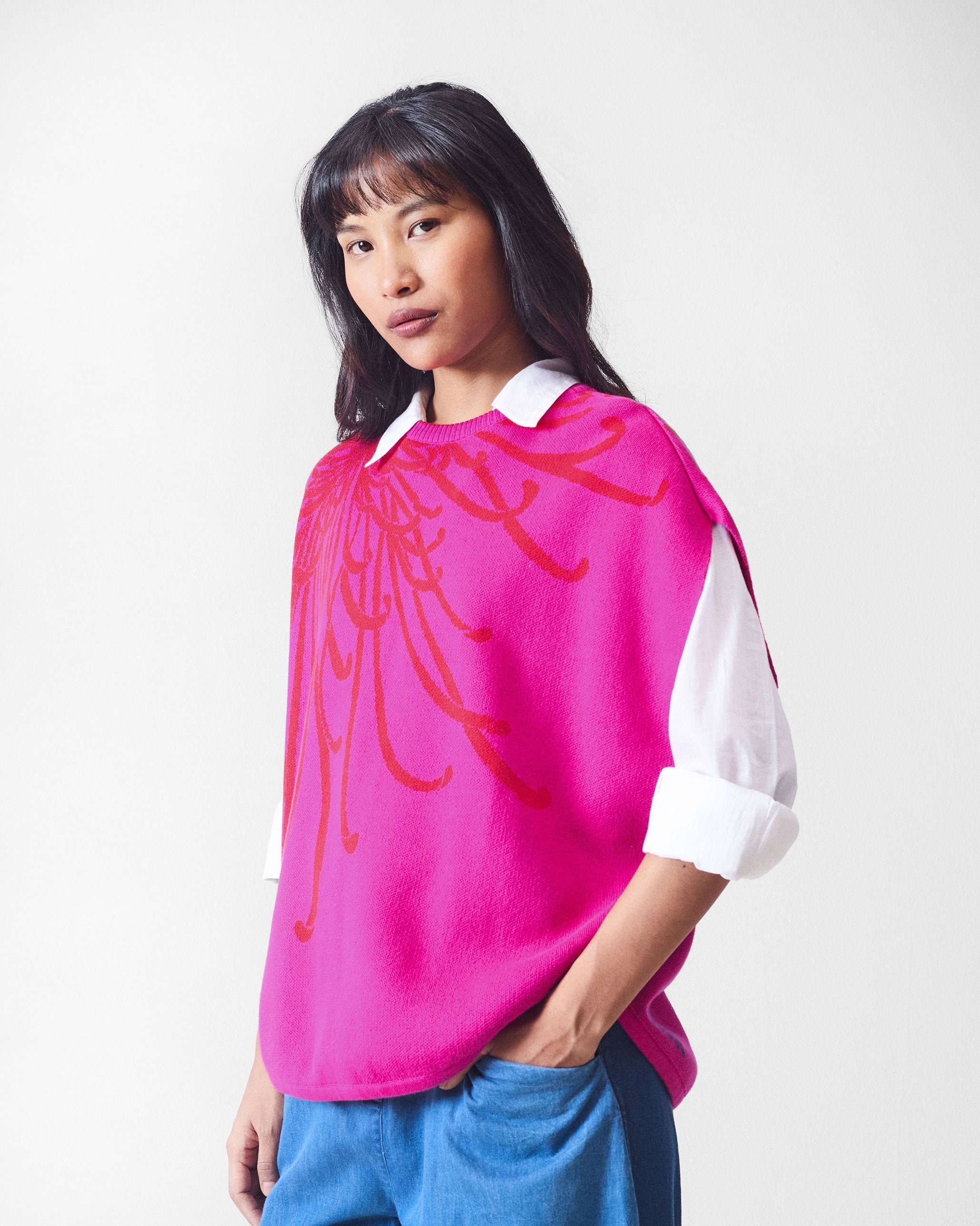 Blooming Sweater - Fuchsia & Red