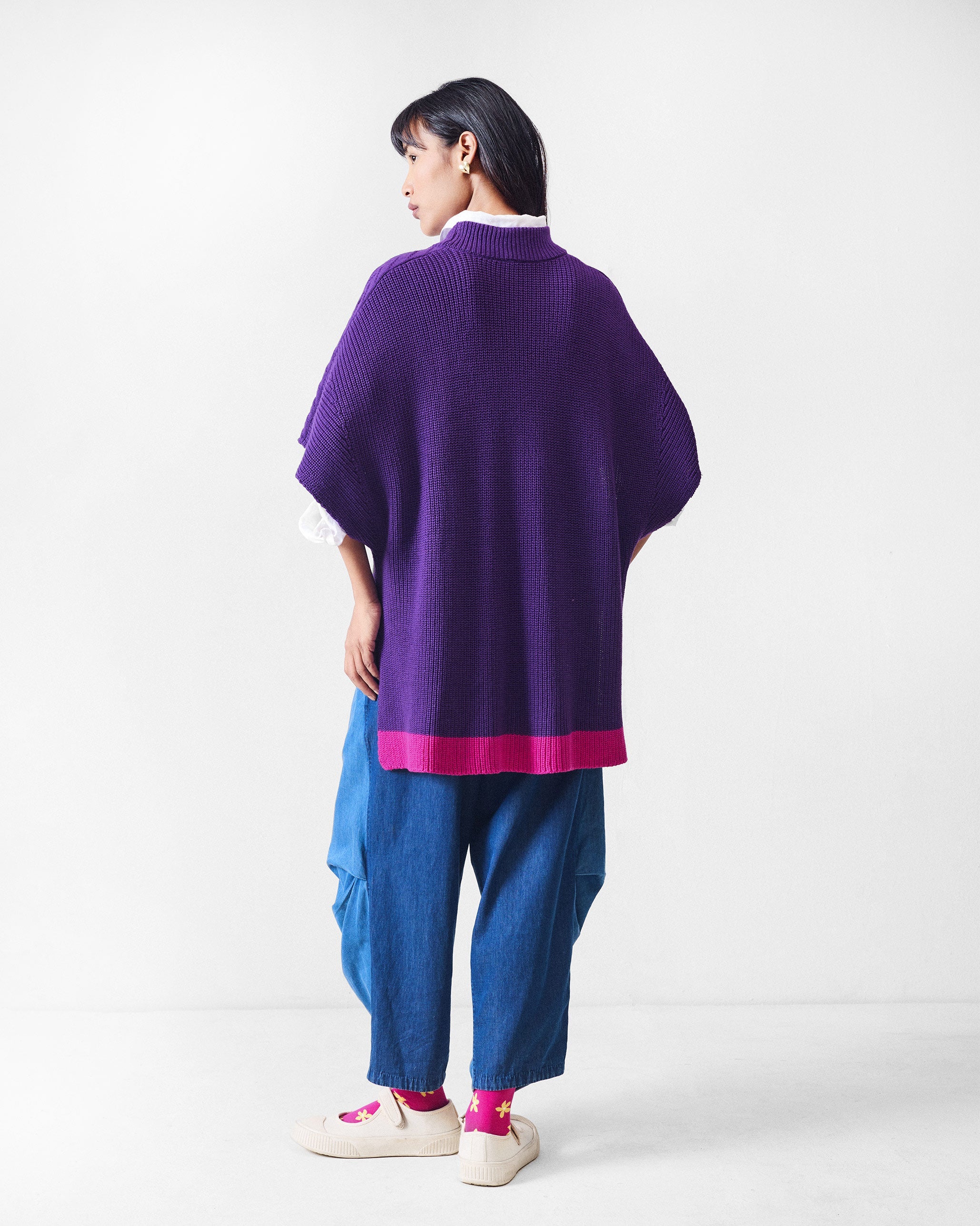 Dream High-low Hem Sweater - Purple