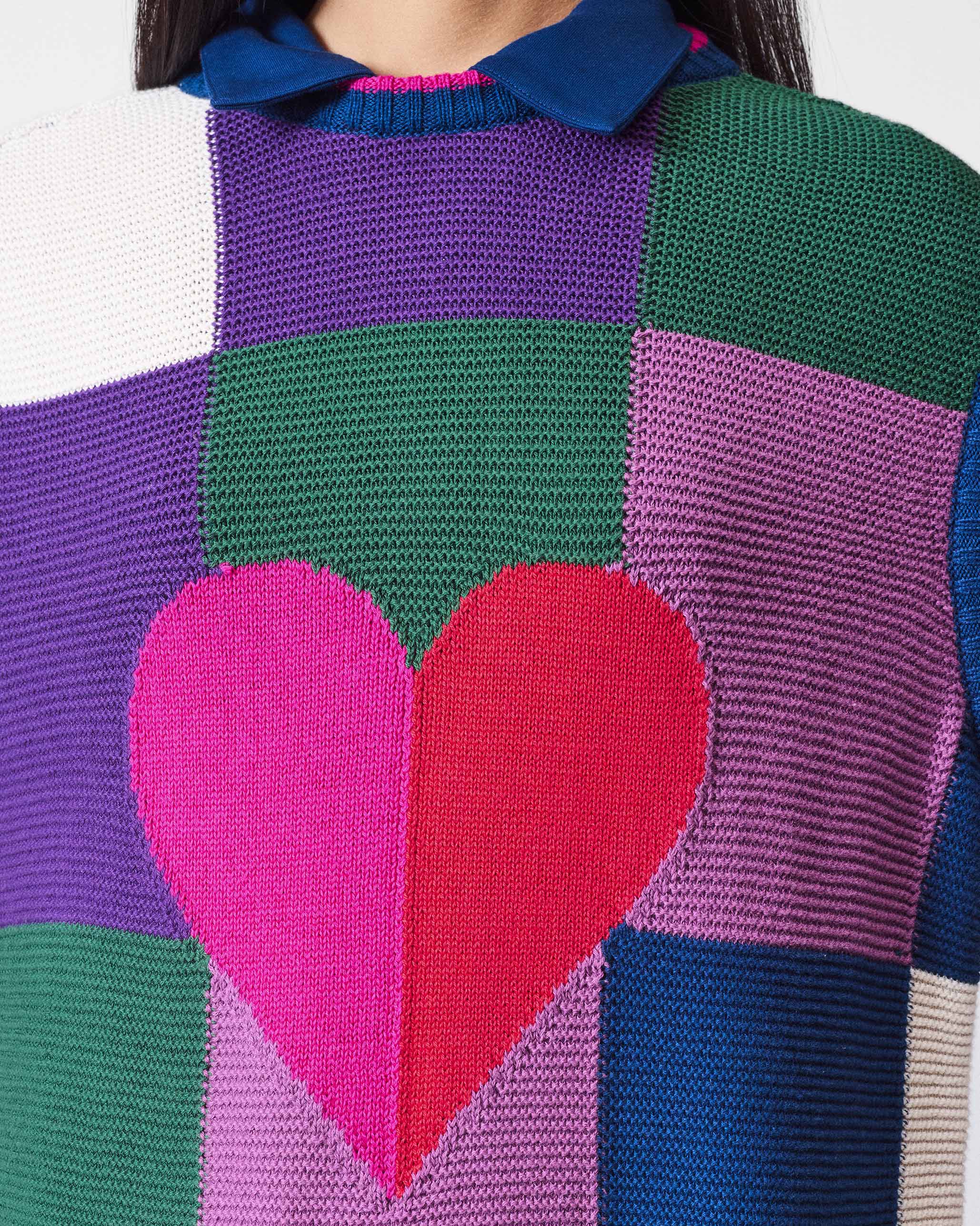 Cross Beat Sweater Dress - Multicolour