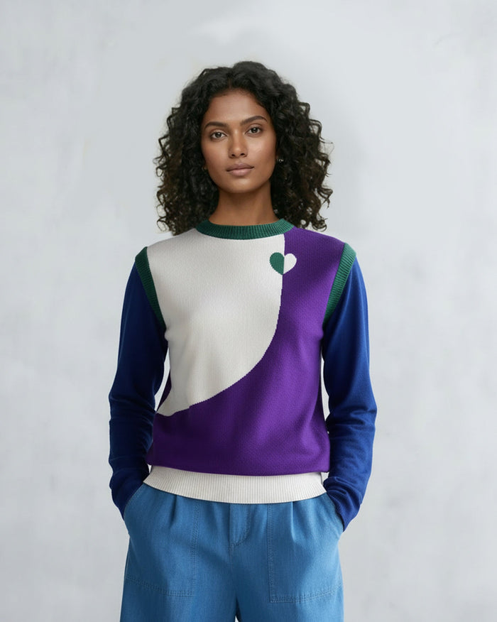 Kiaan Sweater - Purple & Ivory