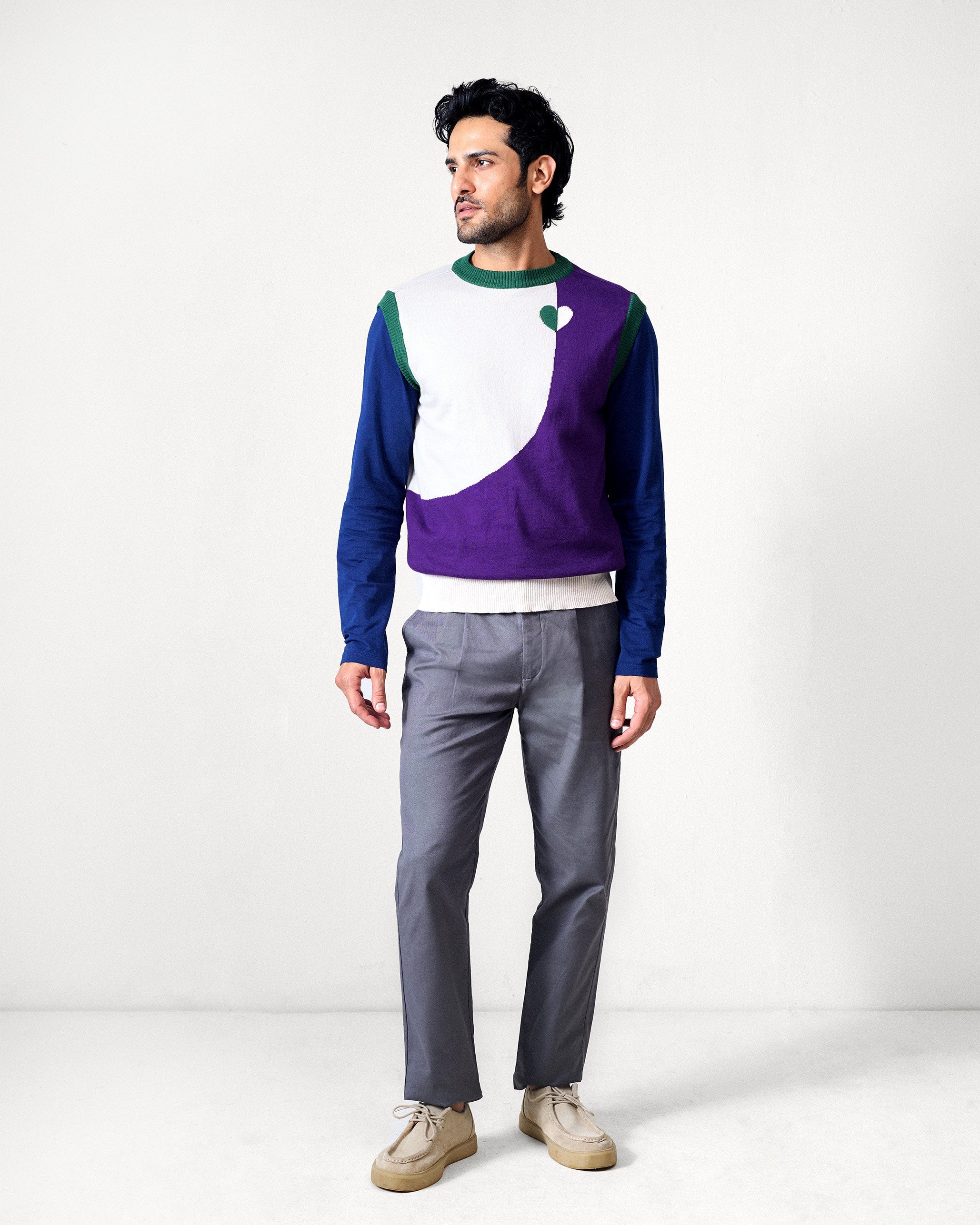 Kiaan Sweater - Purple & Ivory