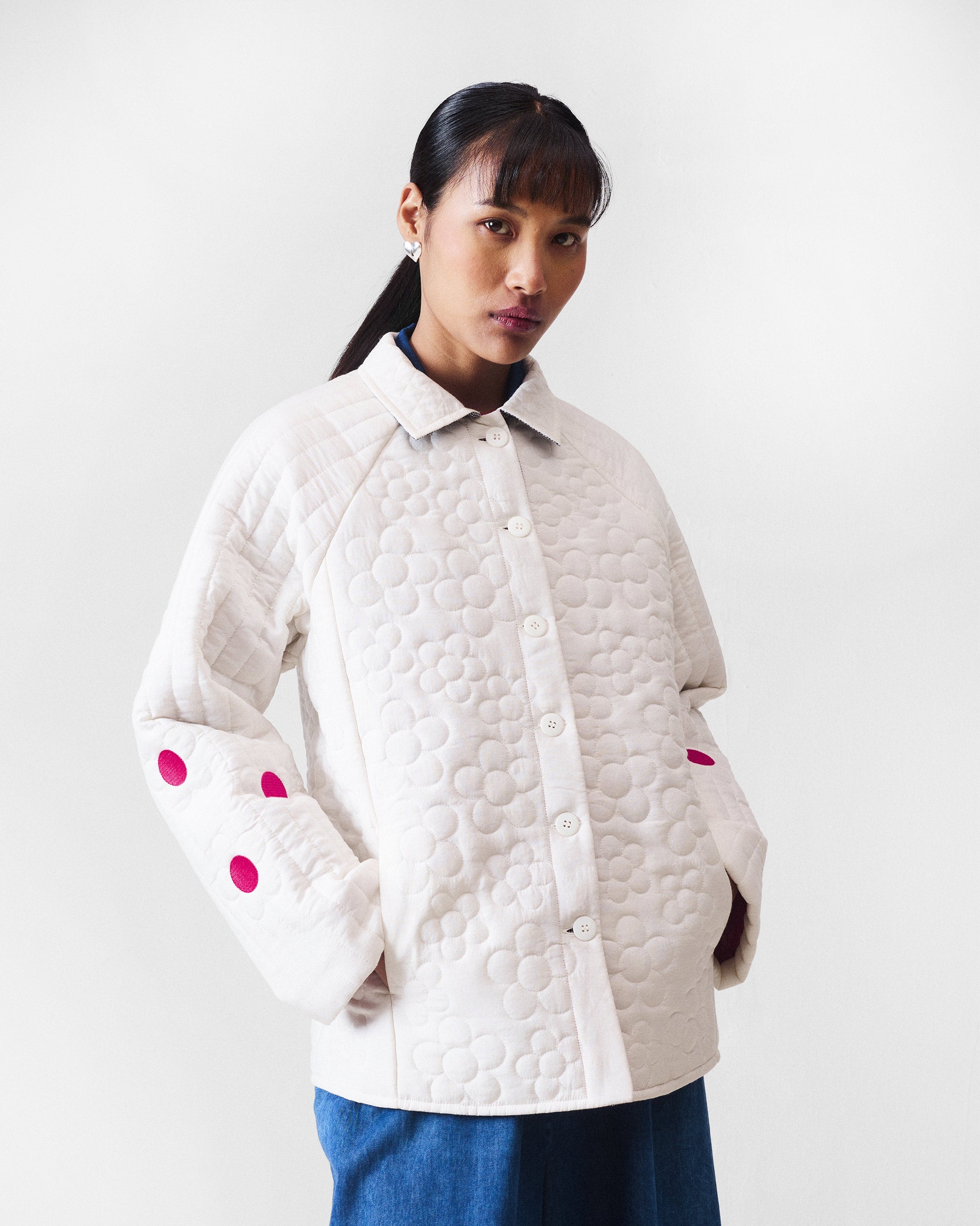Botanik Jacket - Ivory & Fuchsia