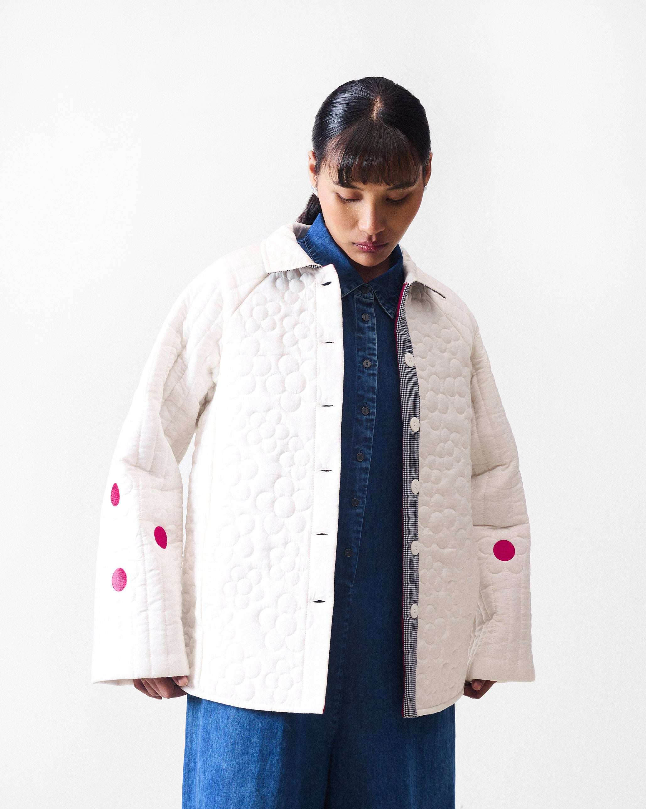 Botanik Jacket - Ivory & Fuchsia