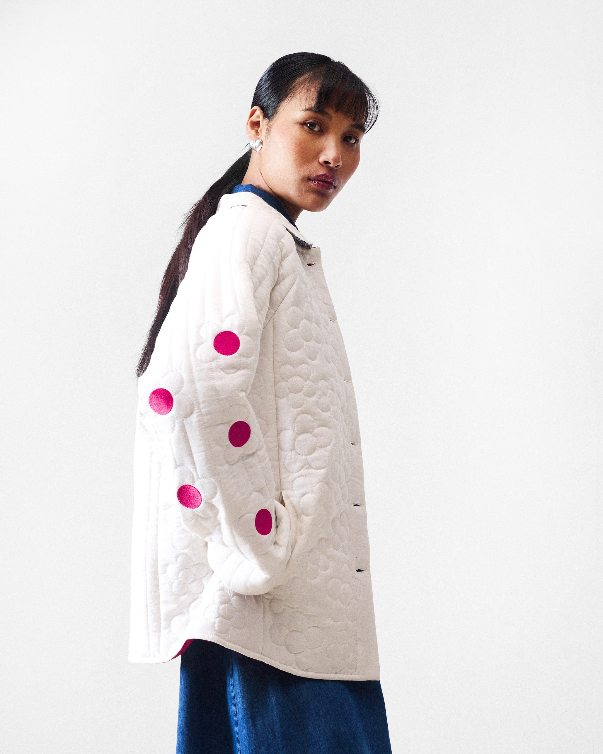 Botanik Jacket - Ivory & Fuchsia