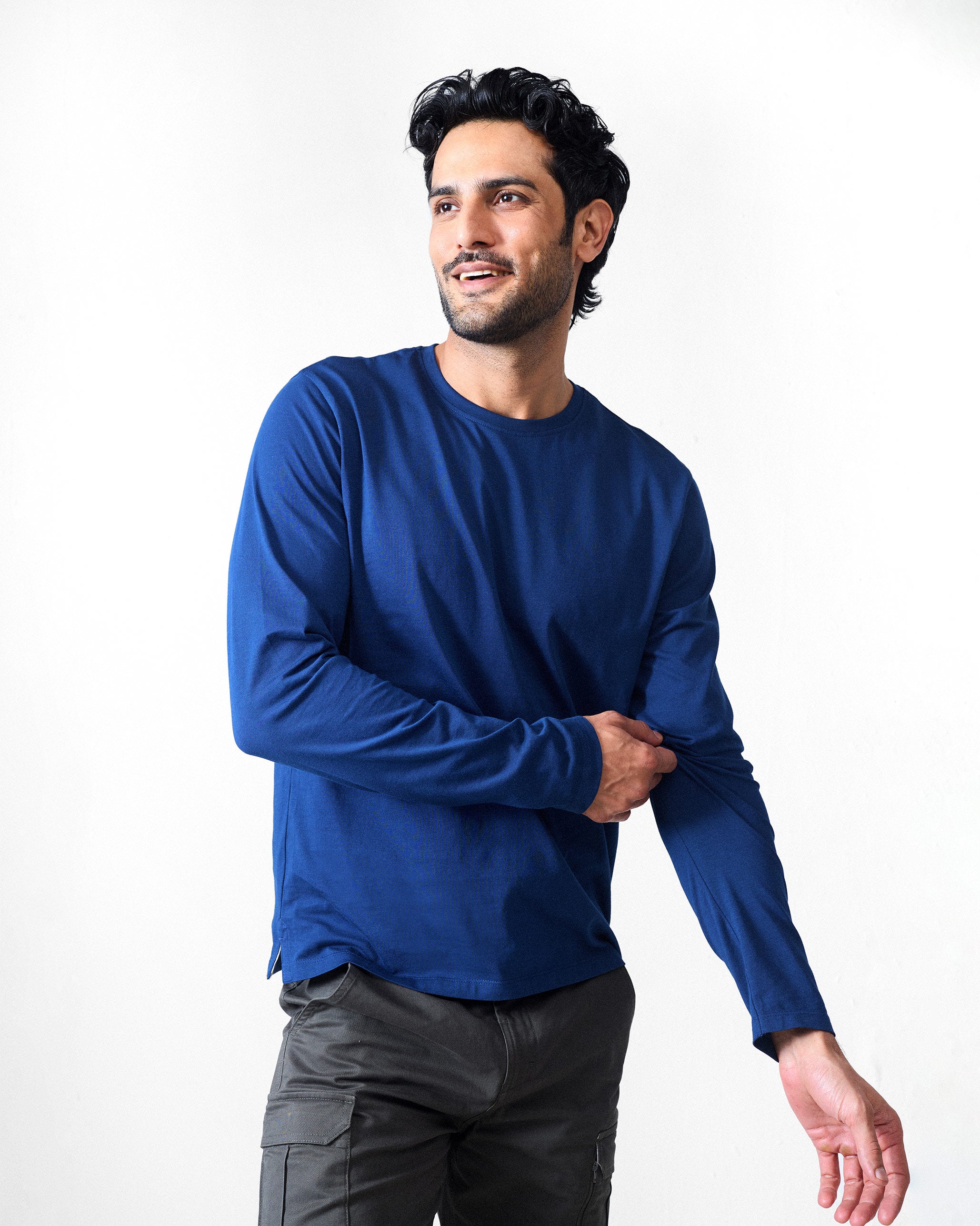 Basic Full Sleeves T-Shirt - Navy