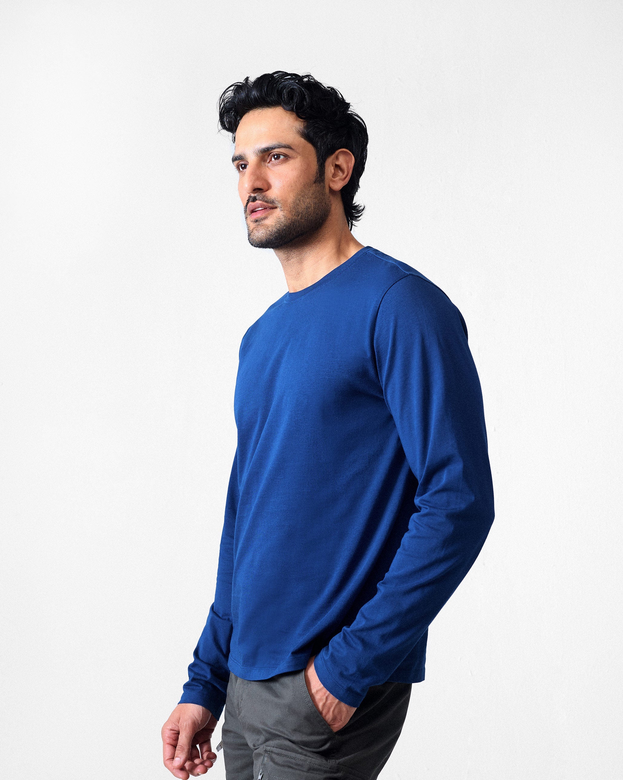 Basic Full Sleeves T-Shirt - Navy