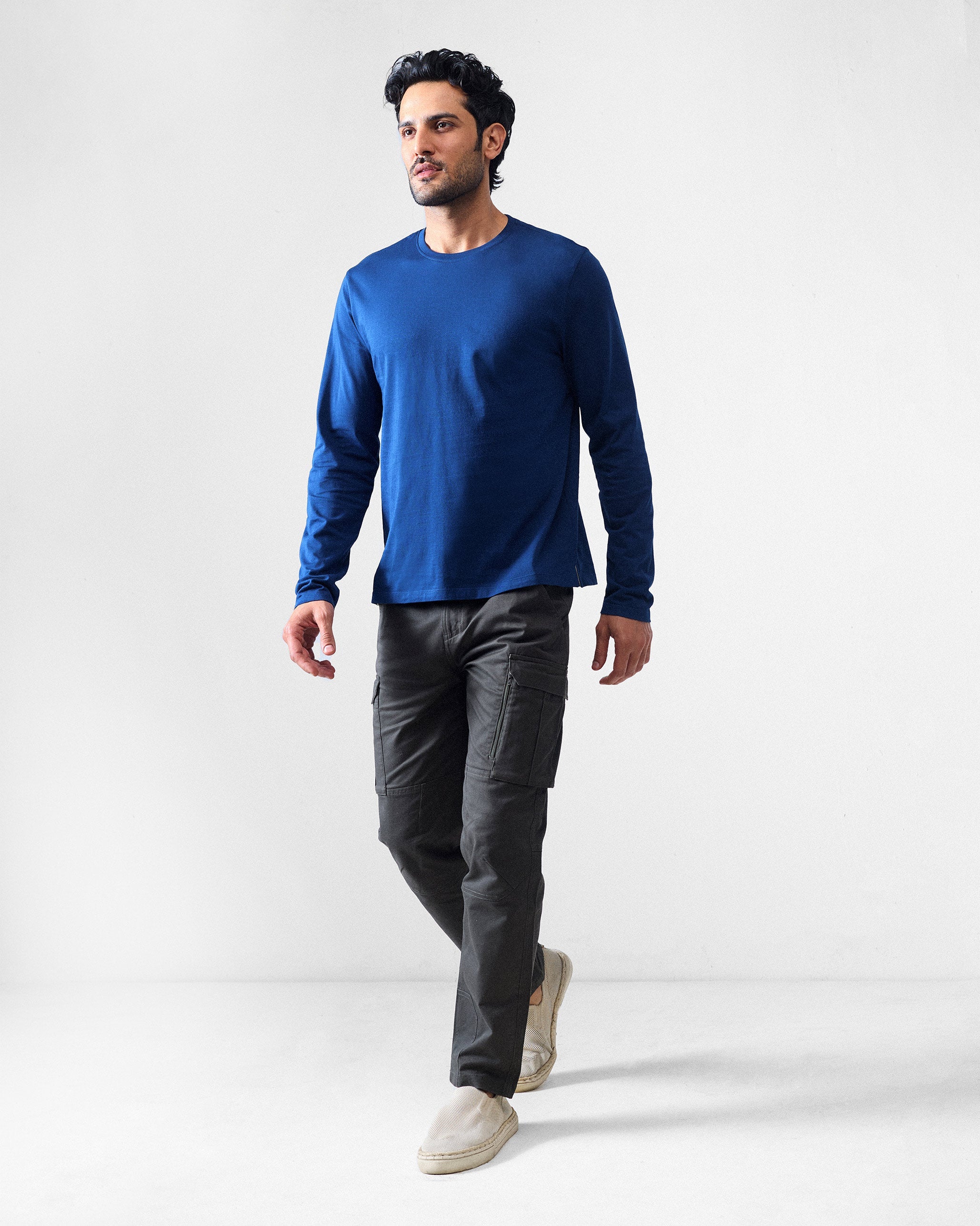 Basic Full Sleeves T-Shirt - Navy