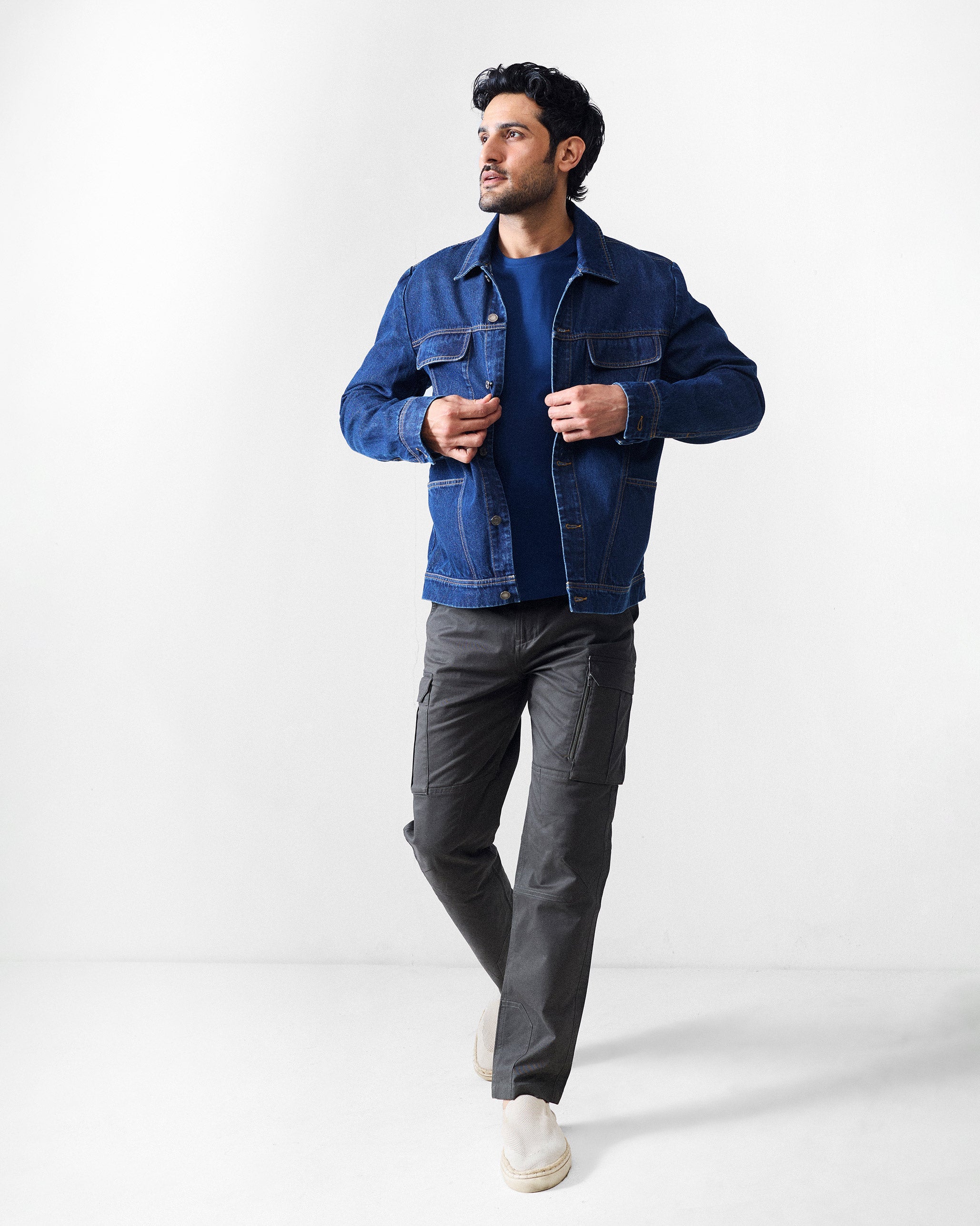 Basic Full Sleeves T-Shirt - Navy