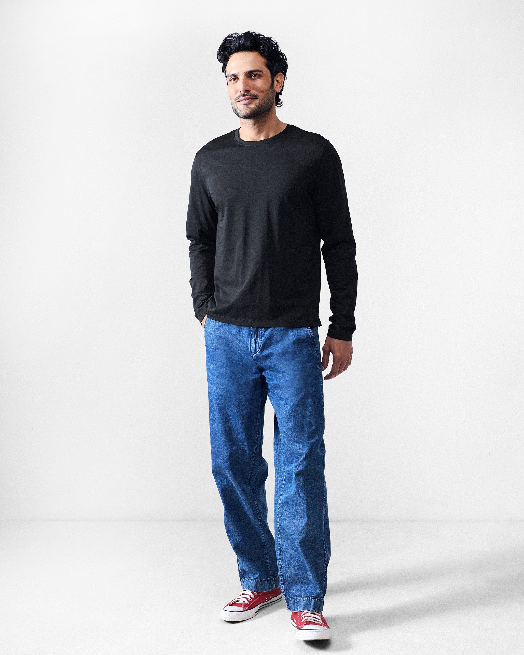 Basic Full Sleeves T-Shirt - Black