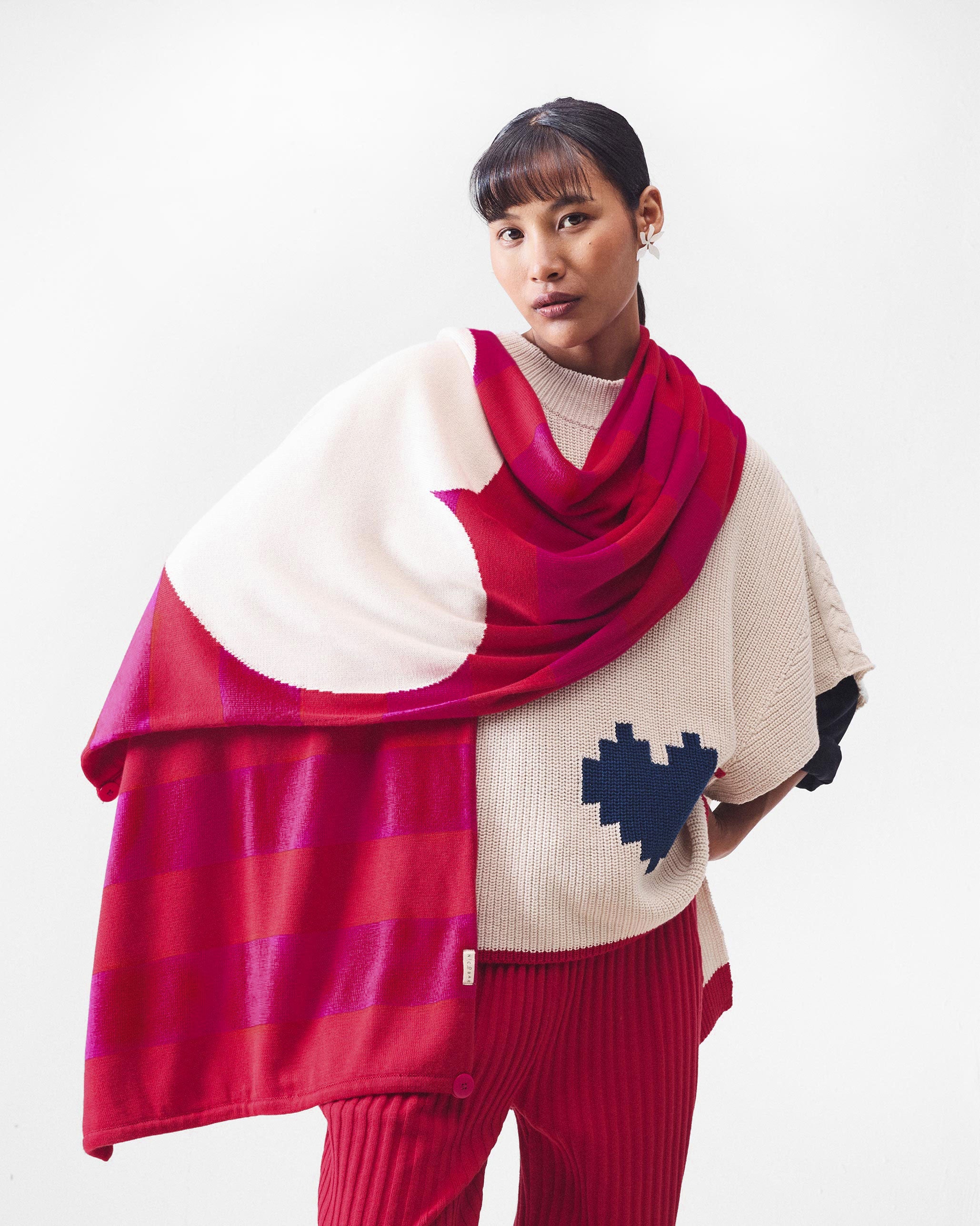 Heartline Scarf - Fuchsia & Red