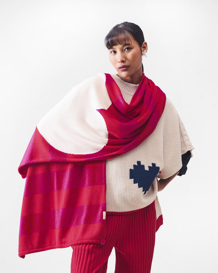 Heartline Scarf - Fuchsia & Red