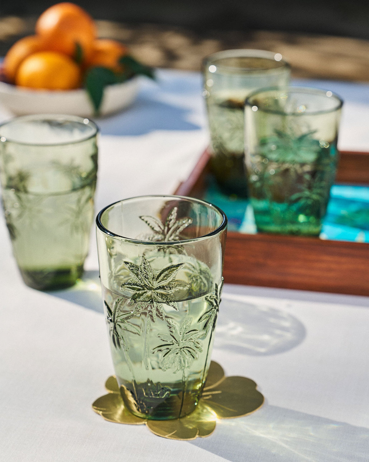 Palm Long Drink Glass Set of 6 - Green
