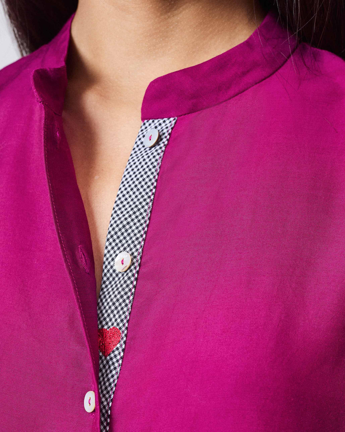 Mandarin Collar Top - Mulberry