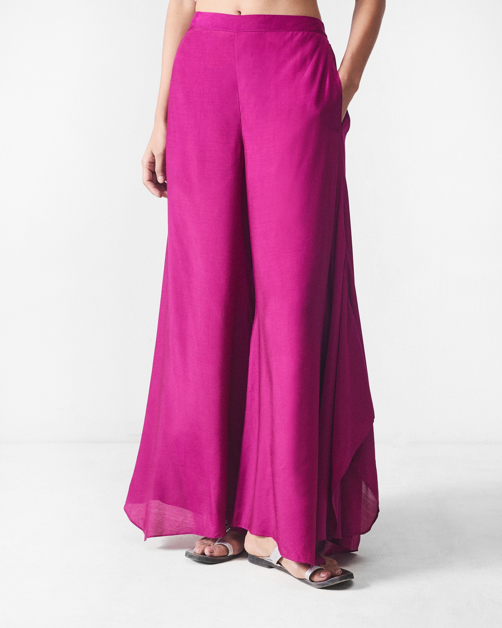 Uneven Hem Pants - Mulberry