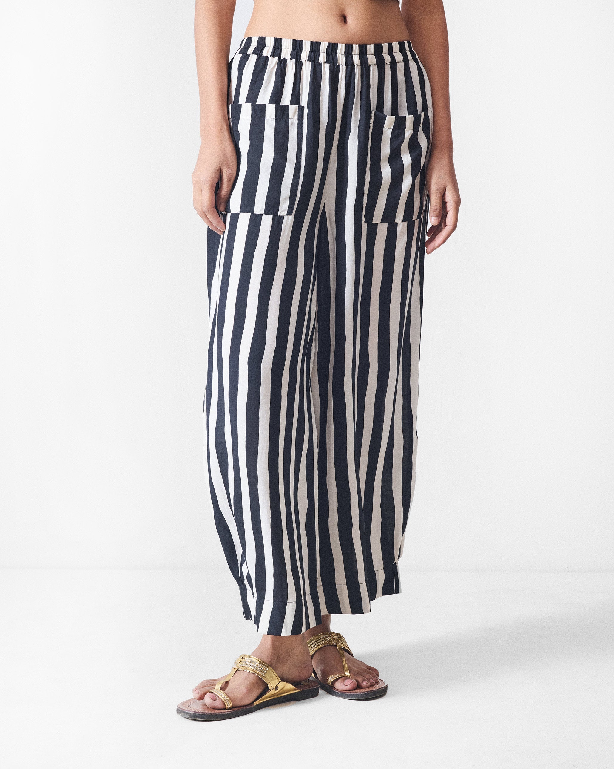 Serene Pants - Black & Beige Printed