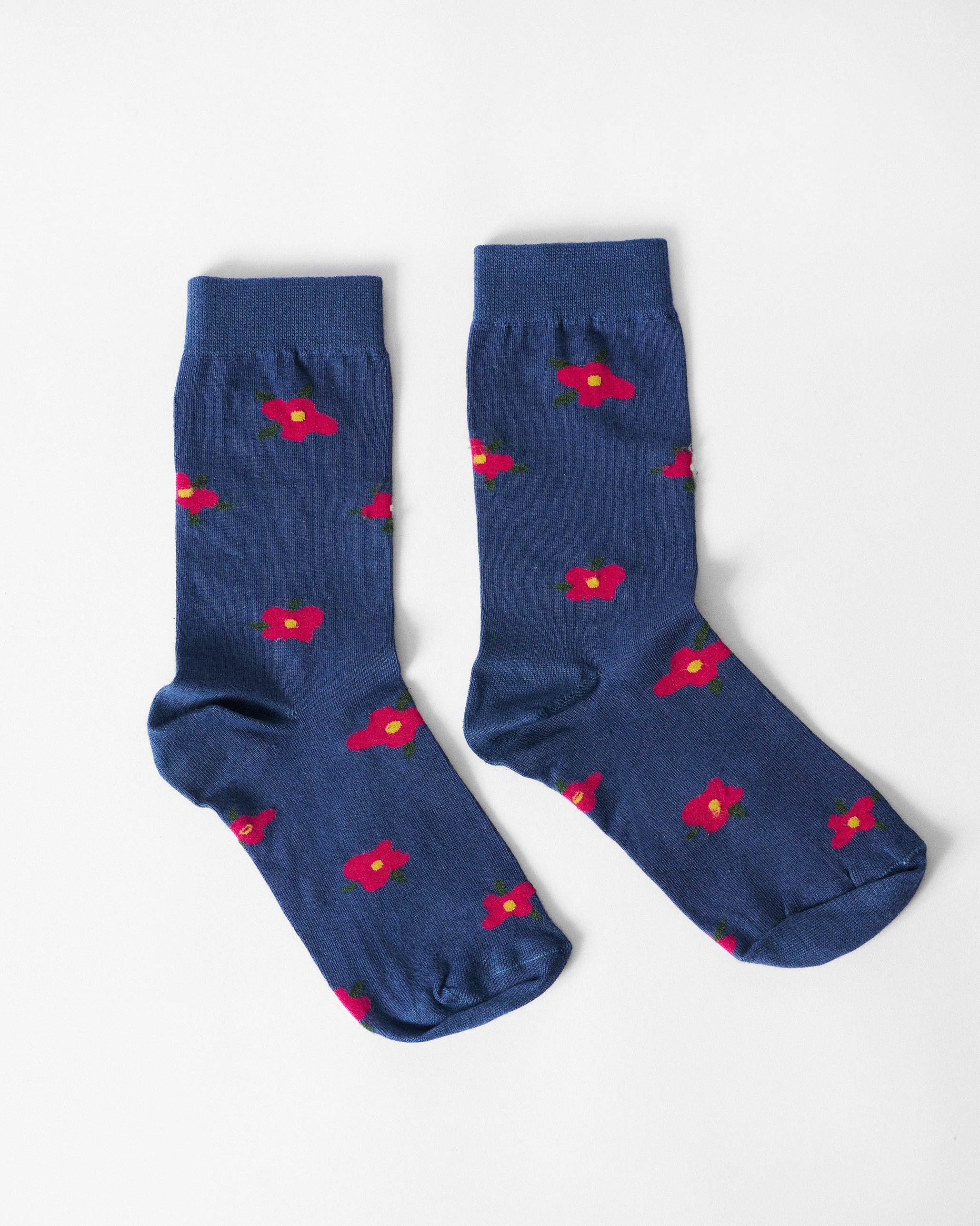 Midnight Bloom Socks - Navy & Fuchsia