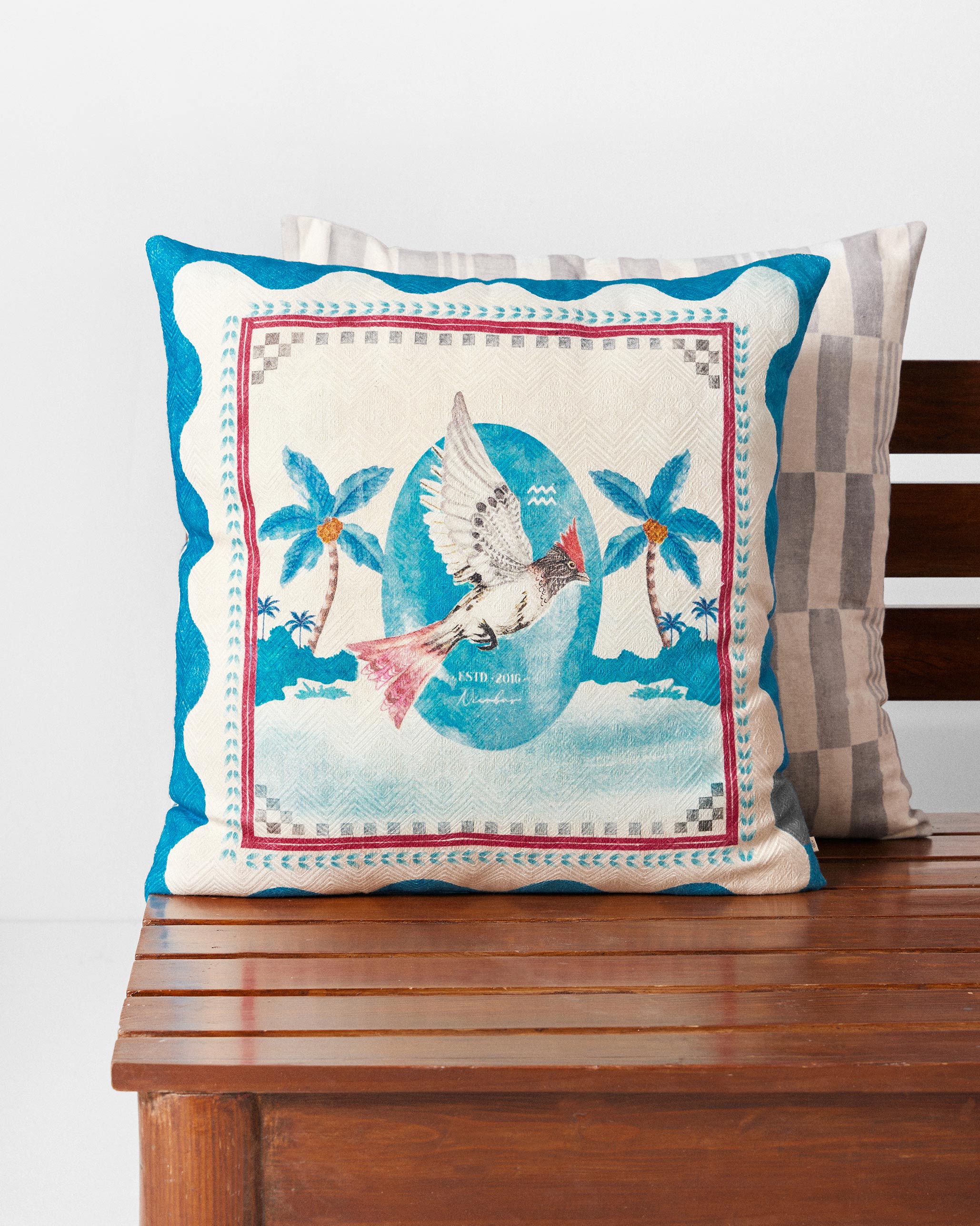 Blue Scallop Cushion Cover