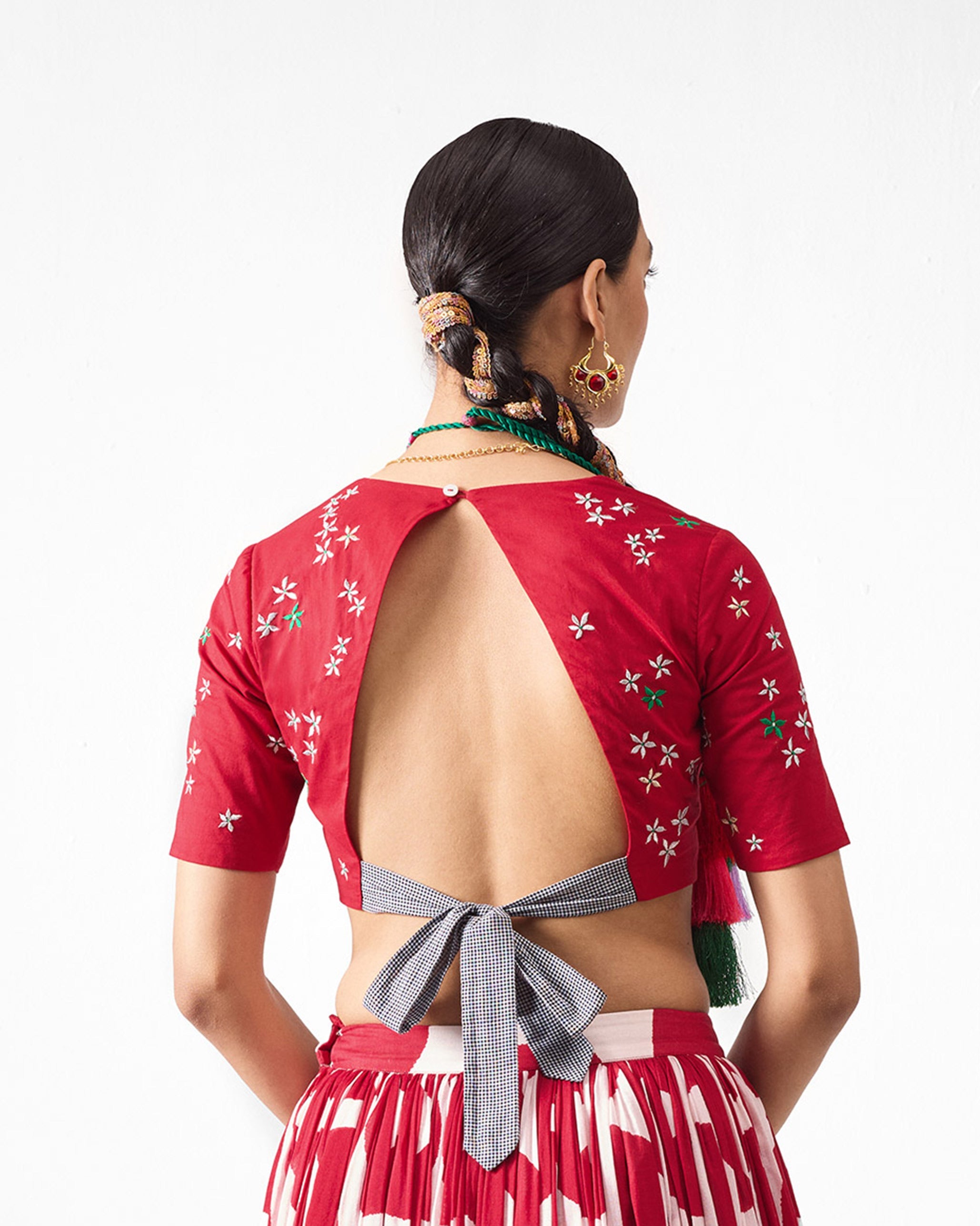 Inaaz Blouse - Red Embroidered