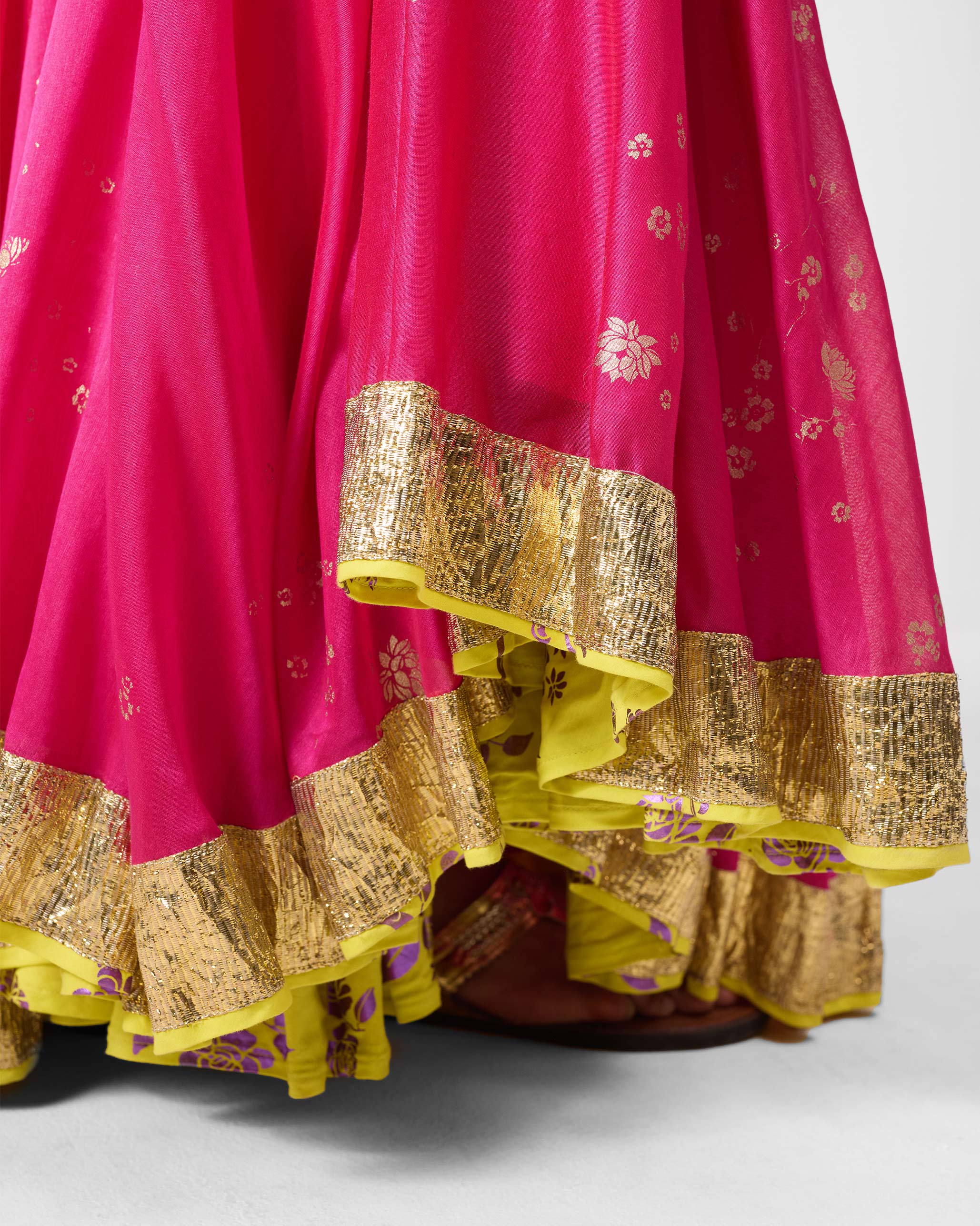 Saaya Skirt - Fuchsia & Gold Printed