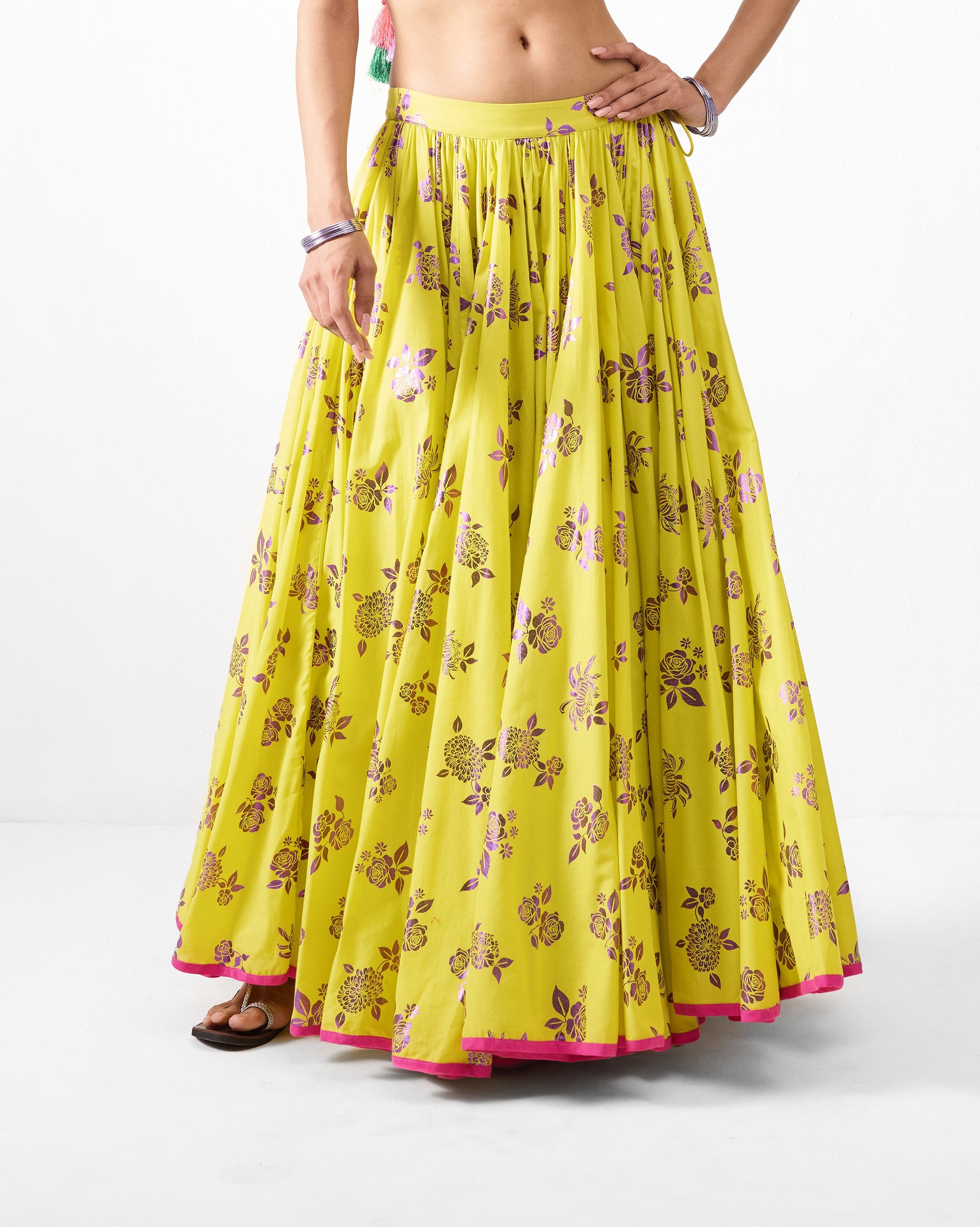 Noor Skirt - Lime & Purple Printed