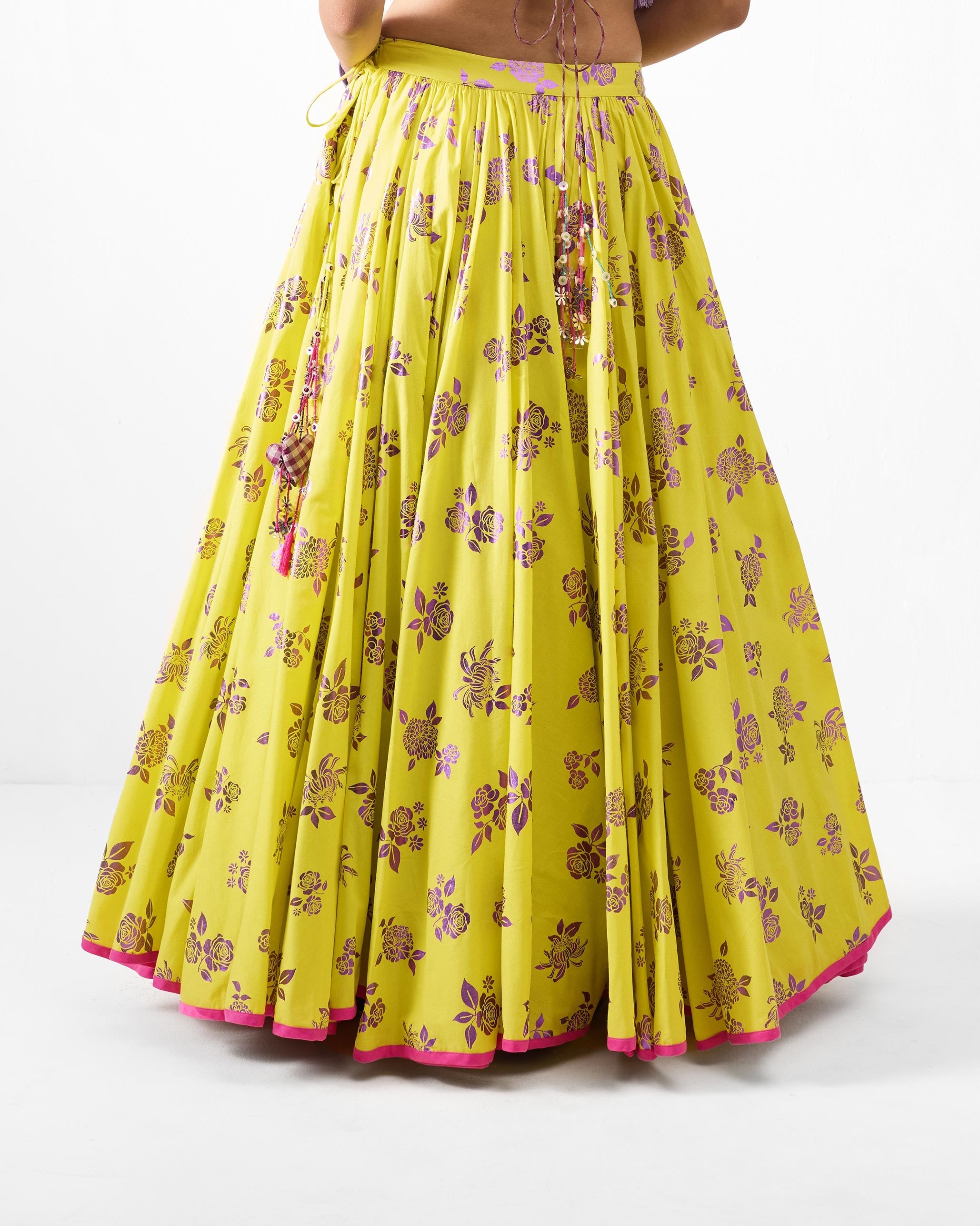 Noor Skirt - Lime & Purple Printed