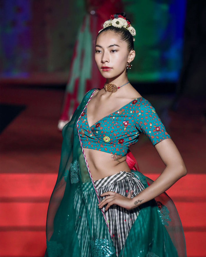 Zia Dupatta - Emerald Green Embroidered