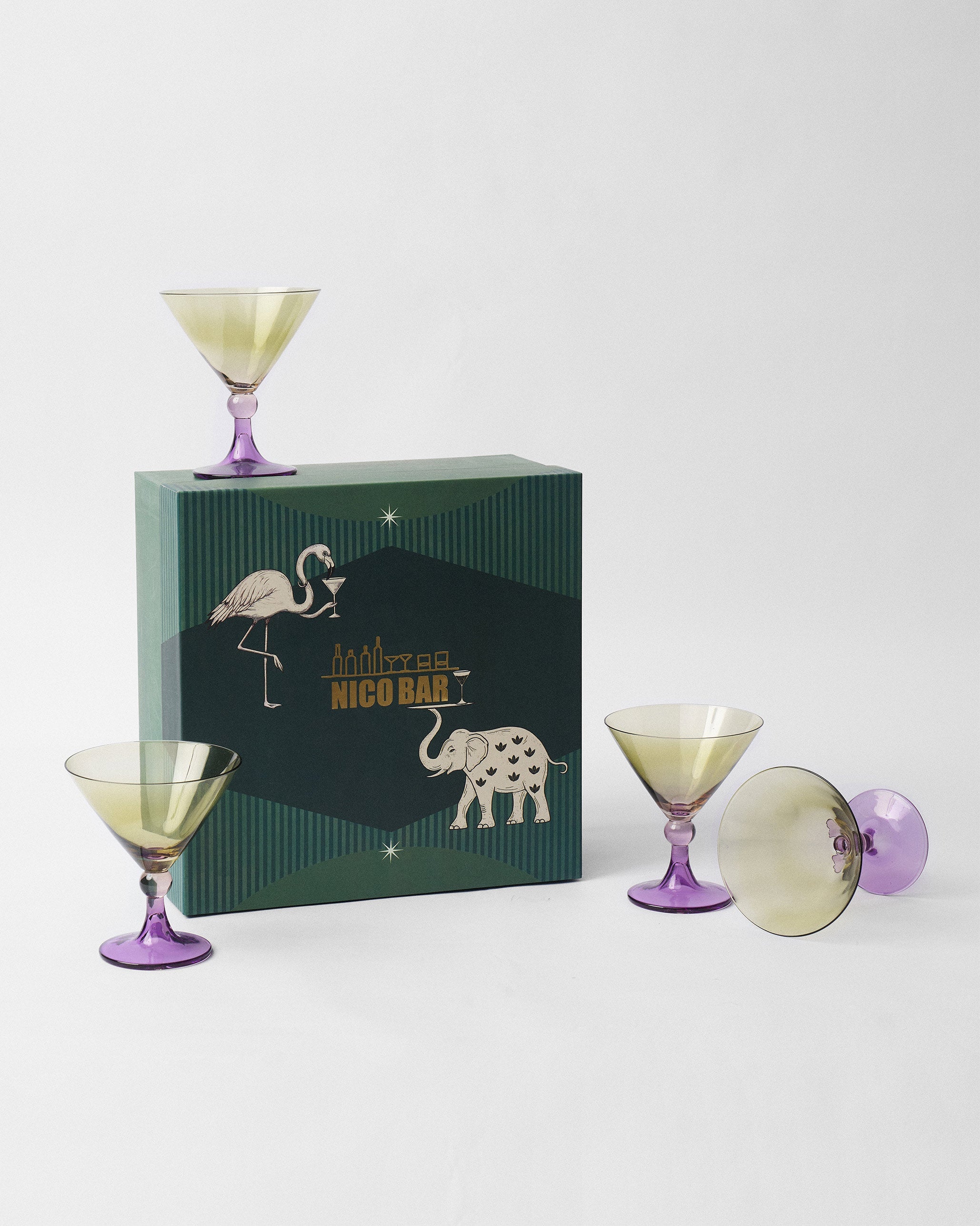 Mist Cocktail Glasses – Olive & Amethyst (Set of 4)