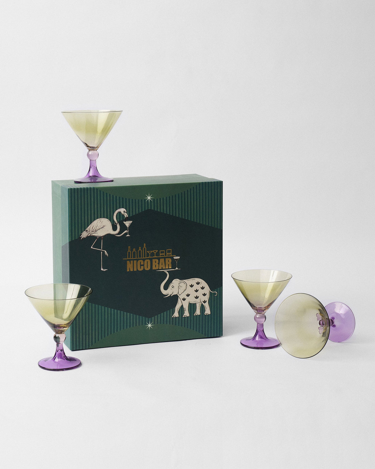 Mist Cocktail Glasses – Olive & Amethyst (Set of 4)