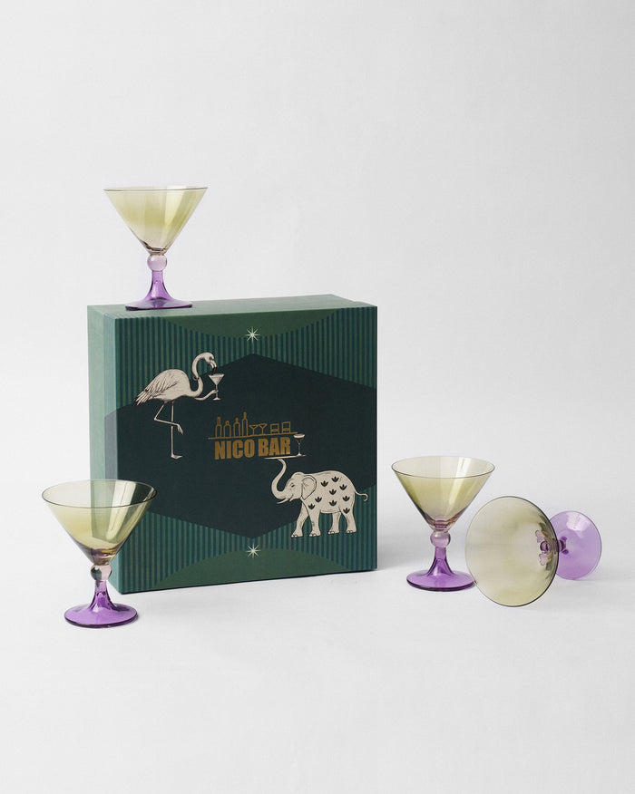 Mist Cocktail Glasses – Olive & Amethyst (Set of 4)