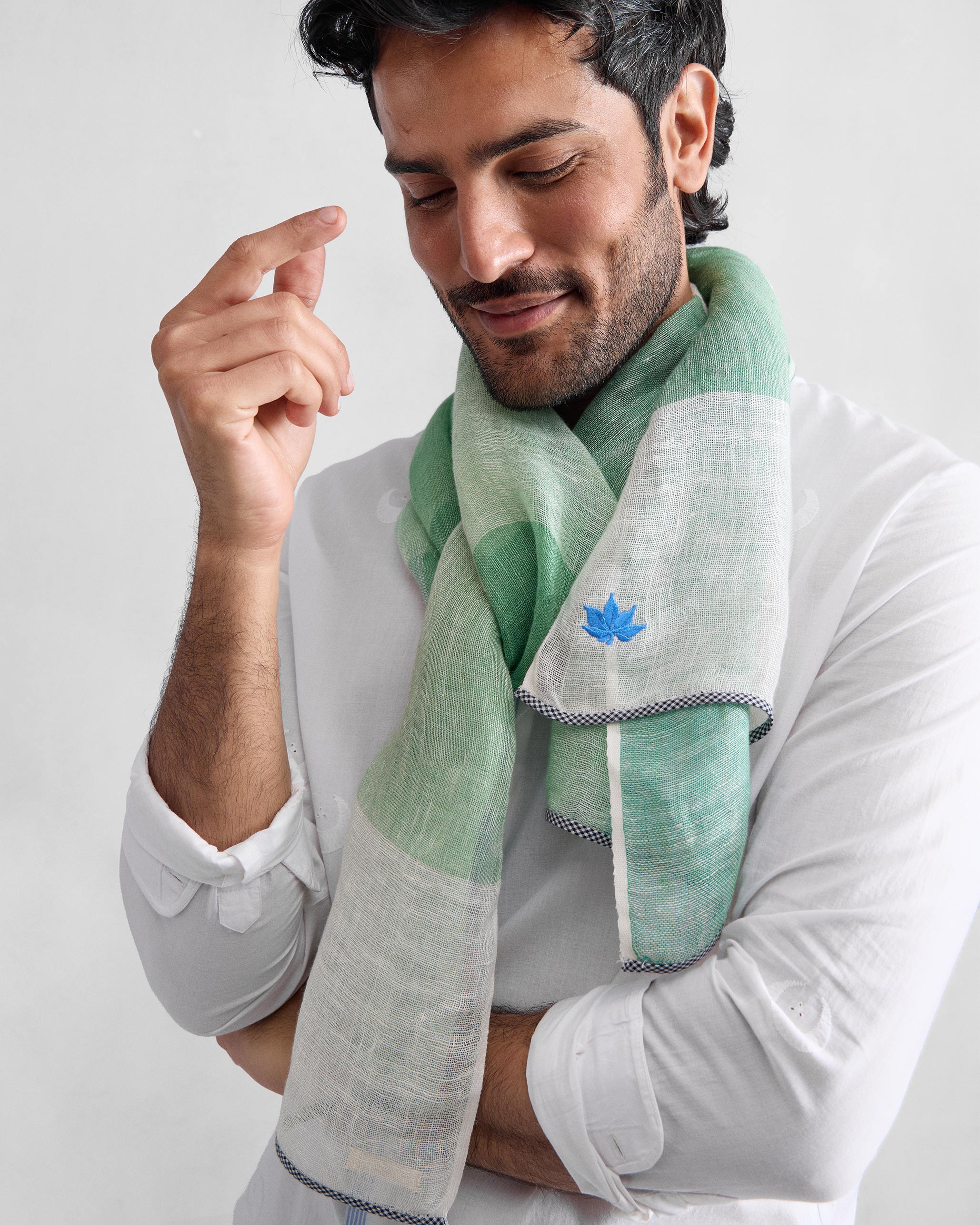 Summer Field Scarf - Green & White