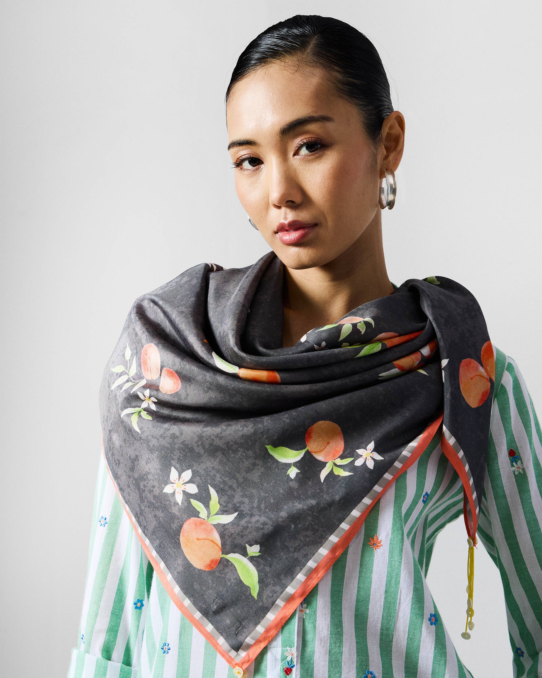 Apricot Scarf - Charcoal & Orange