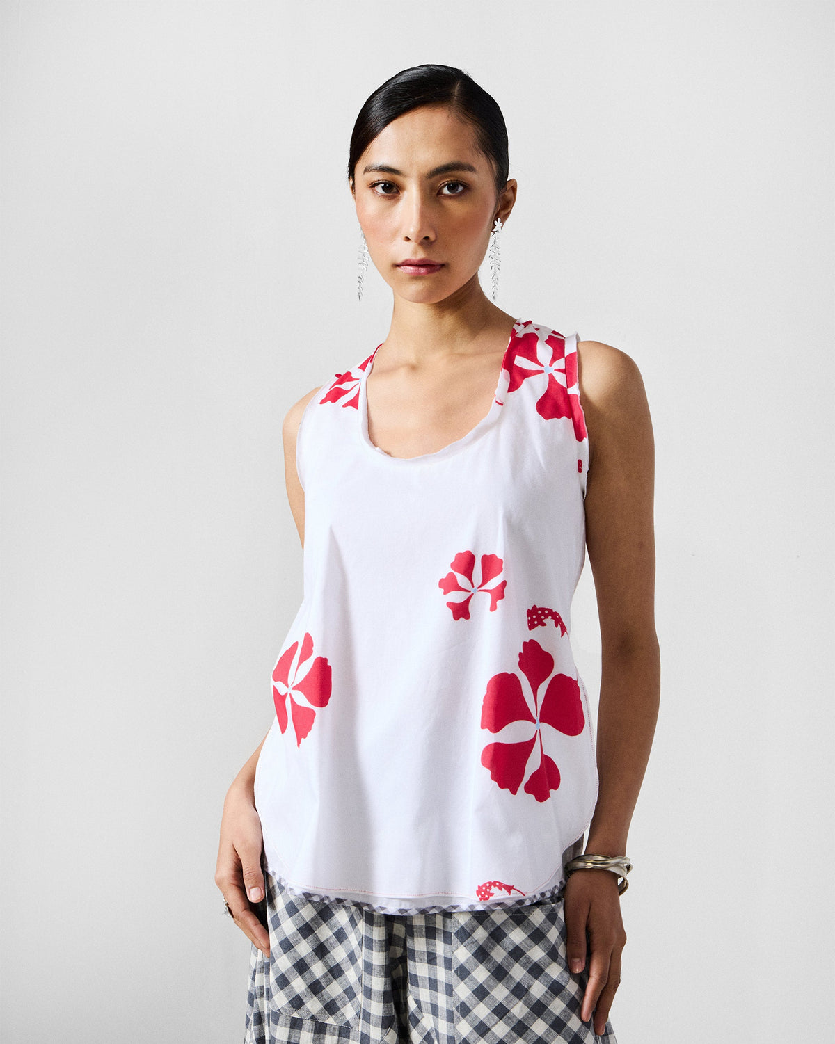 Kiva Top - White & Red Printed