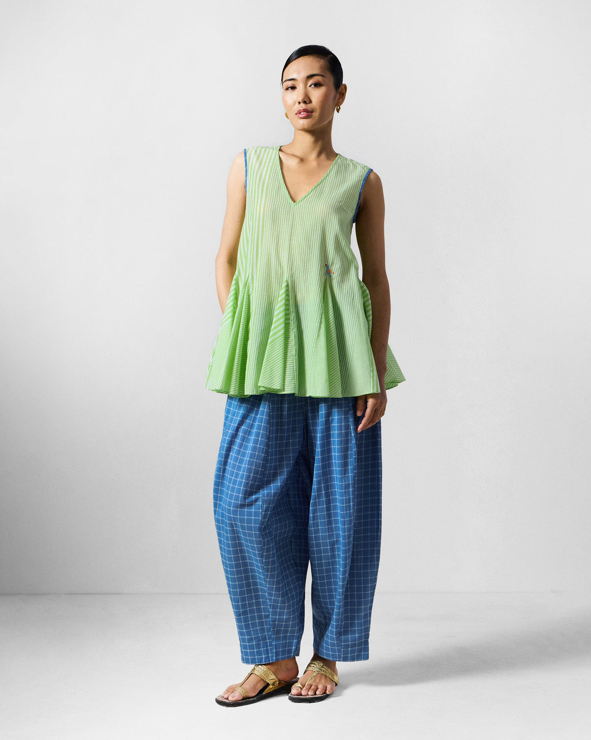 Tia Pants - Riverside Blue & White Checks