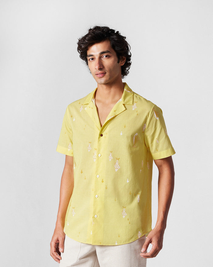 Mistari Shirt - Light Yellow Printed