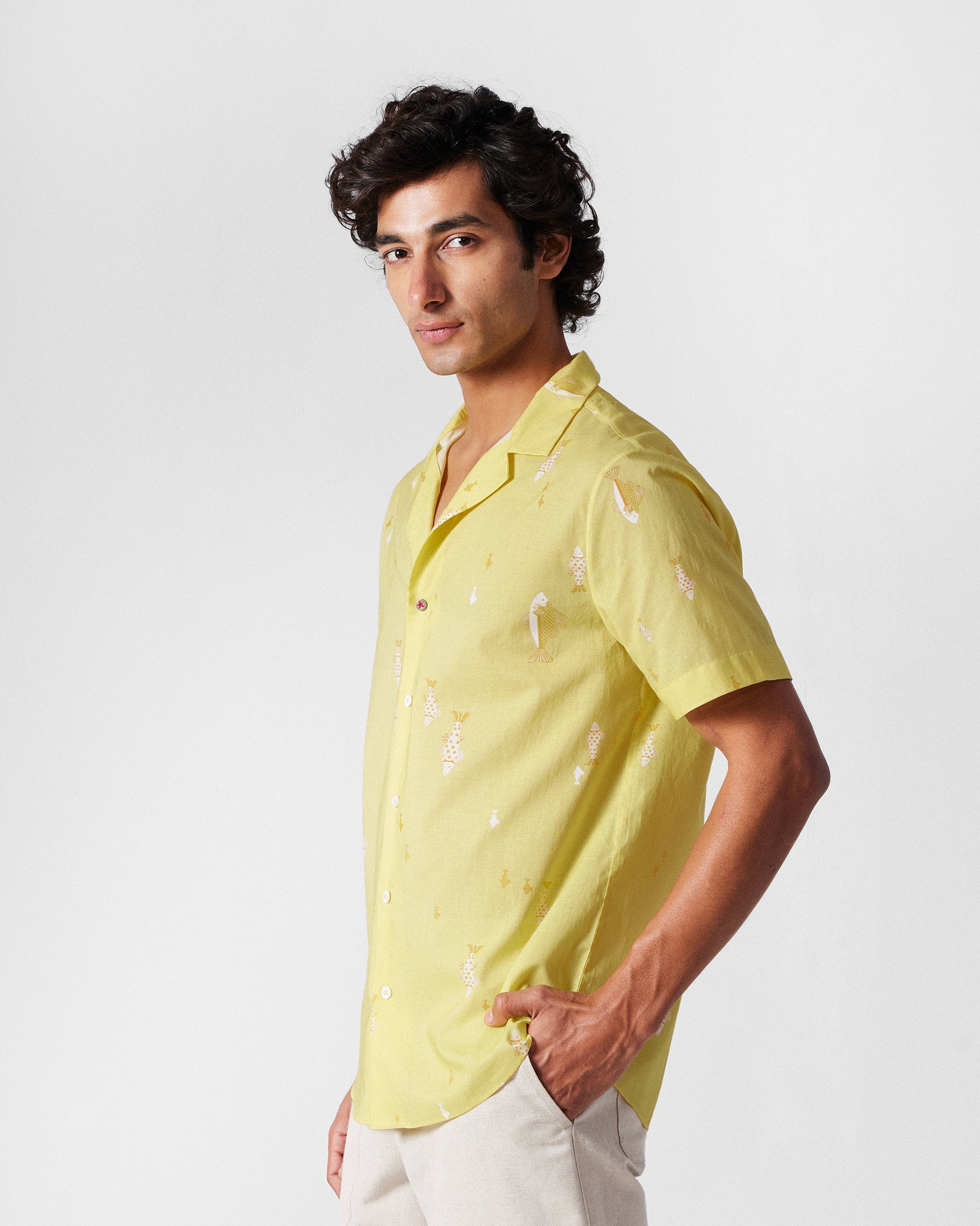 Mistari Shirt - Light Yellow Printed