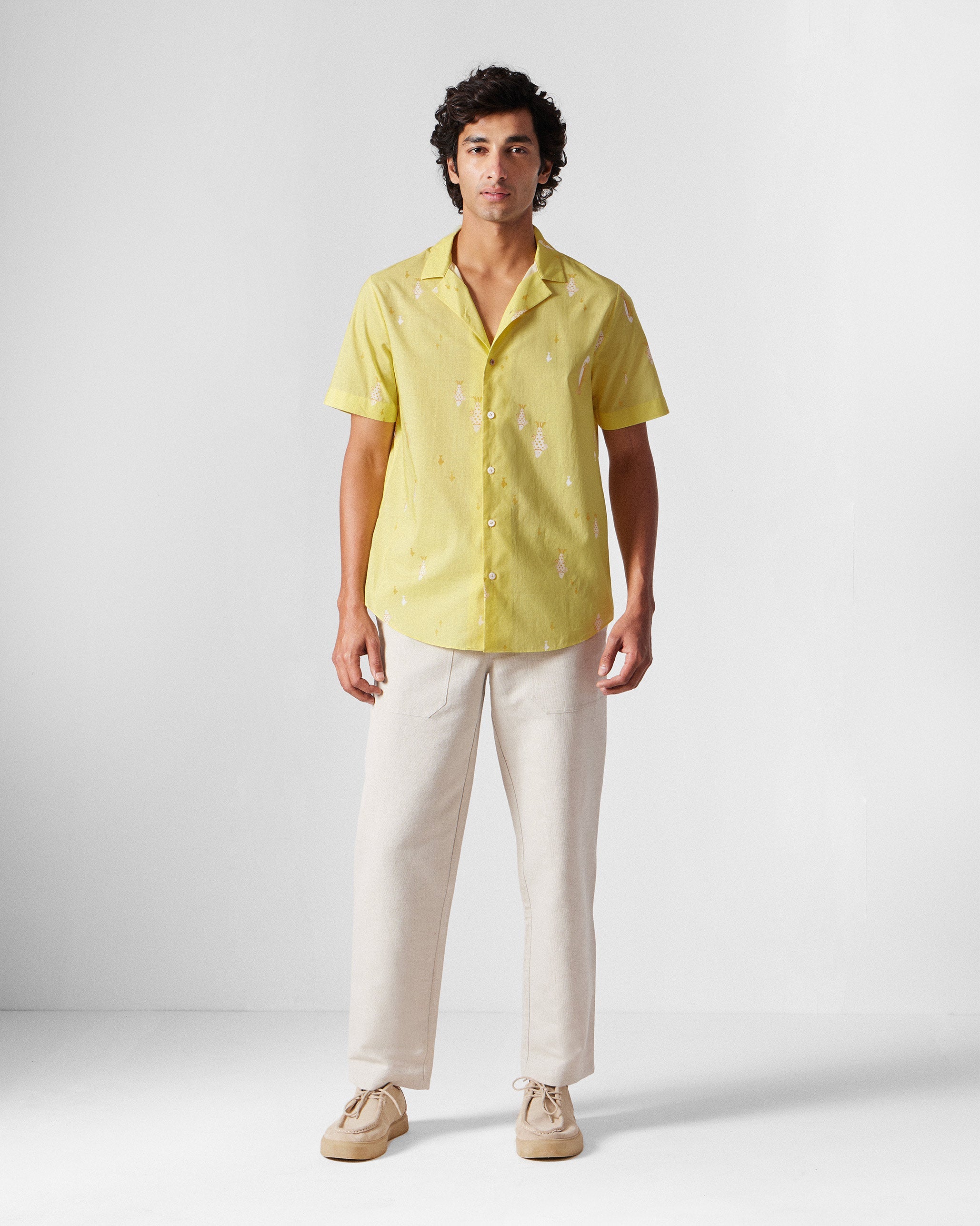 Mistari Shirt - Light Yellow Printed