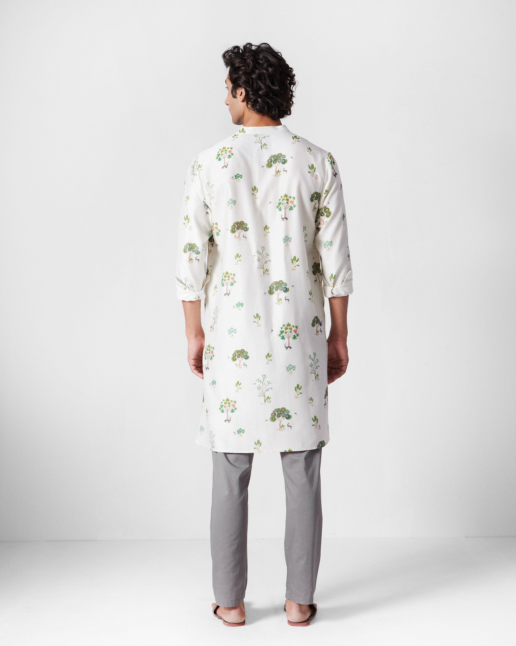 Astral Kurta - Ivory & Green Printed