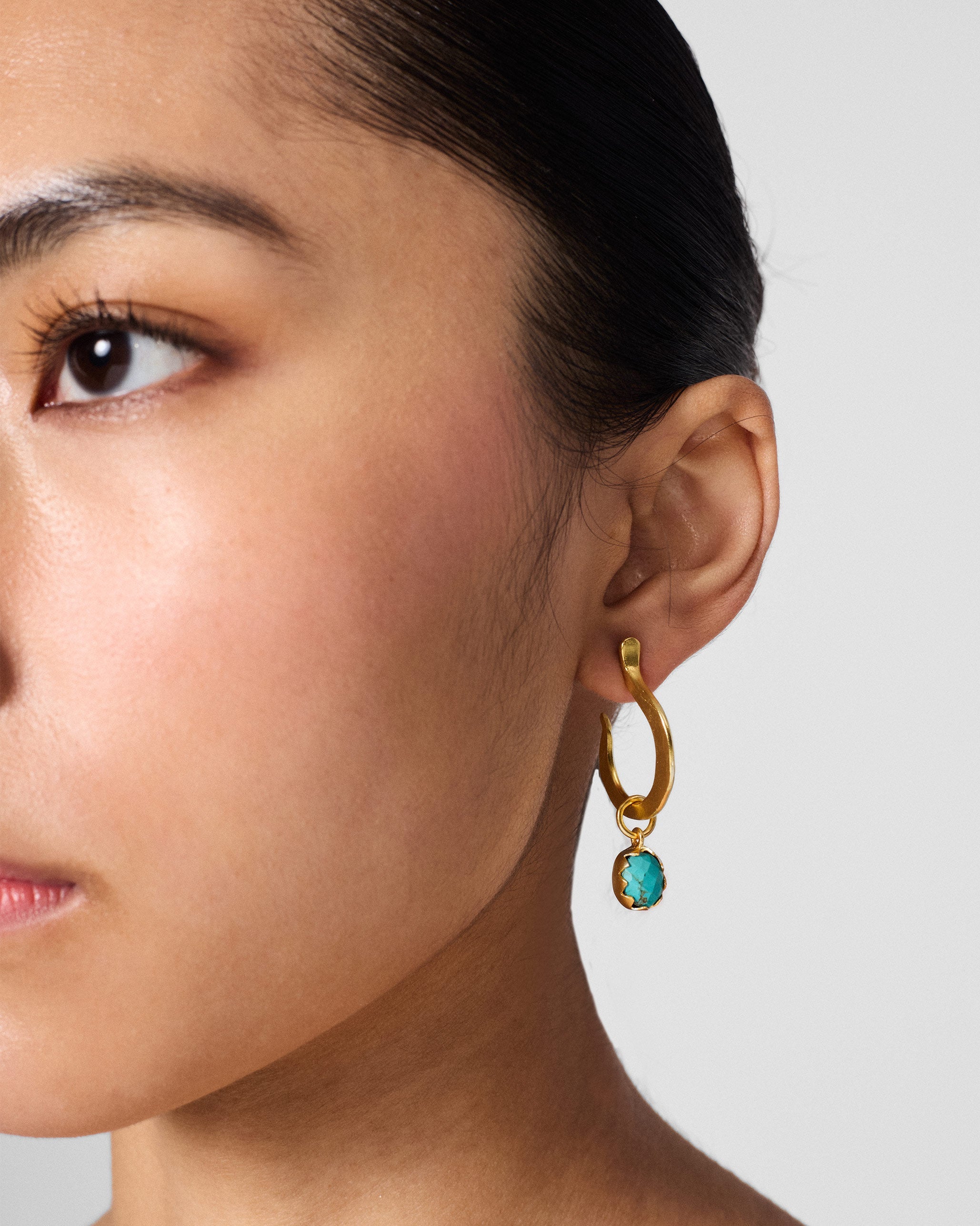 Qala Turquoise Hoops - Gold