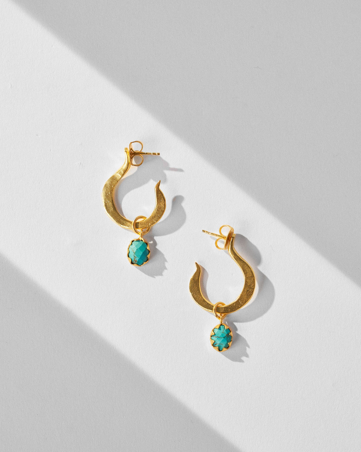 Qala Turquoise Hoops - Gold