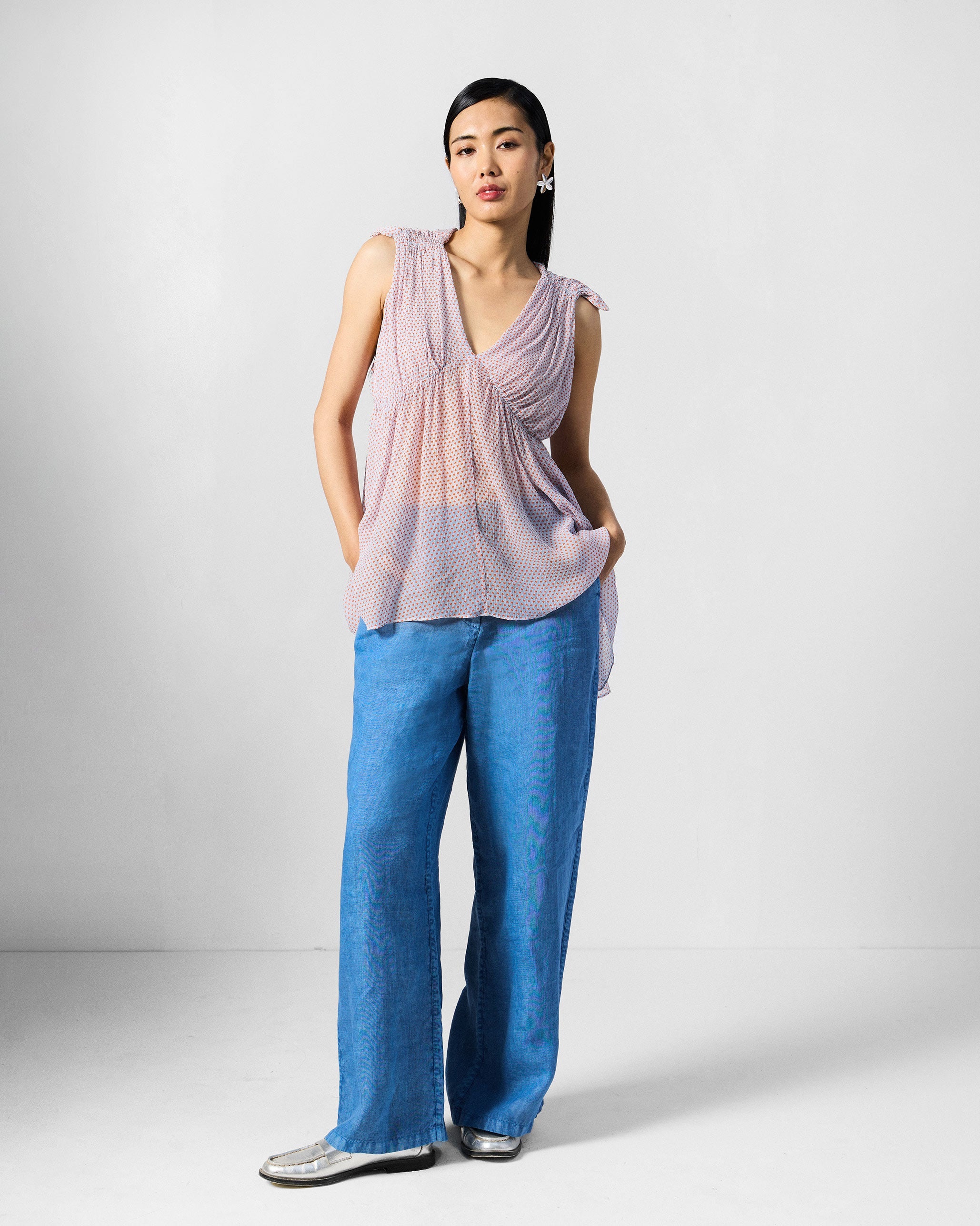 Sira Top - Blue Printed