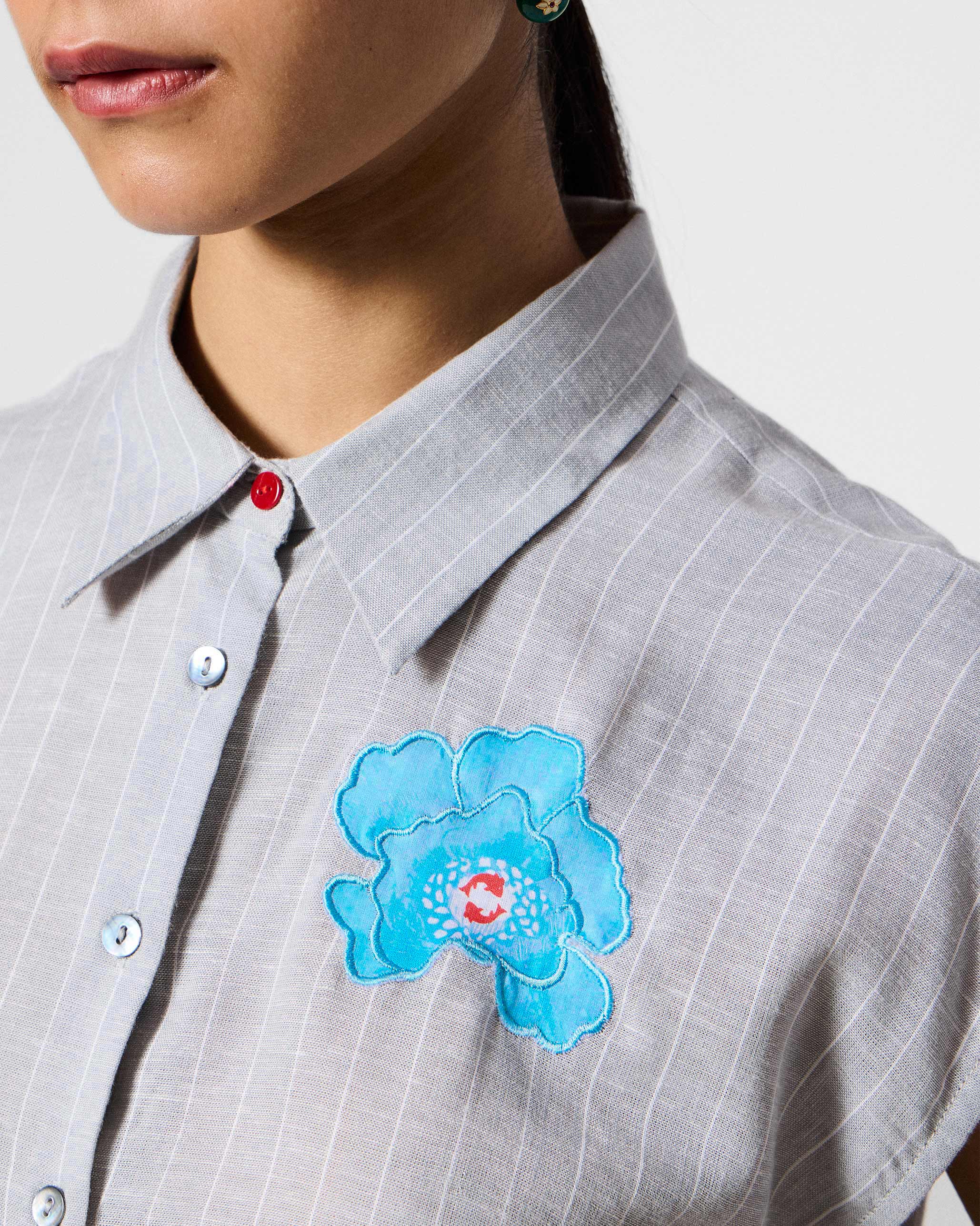 Rin Top - Grey & White Stripes