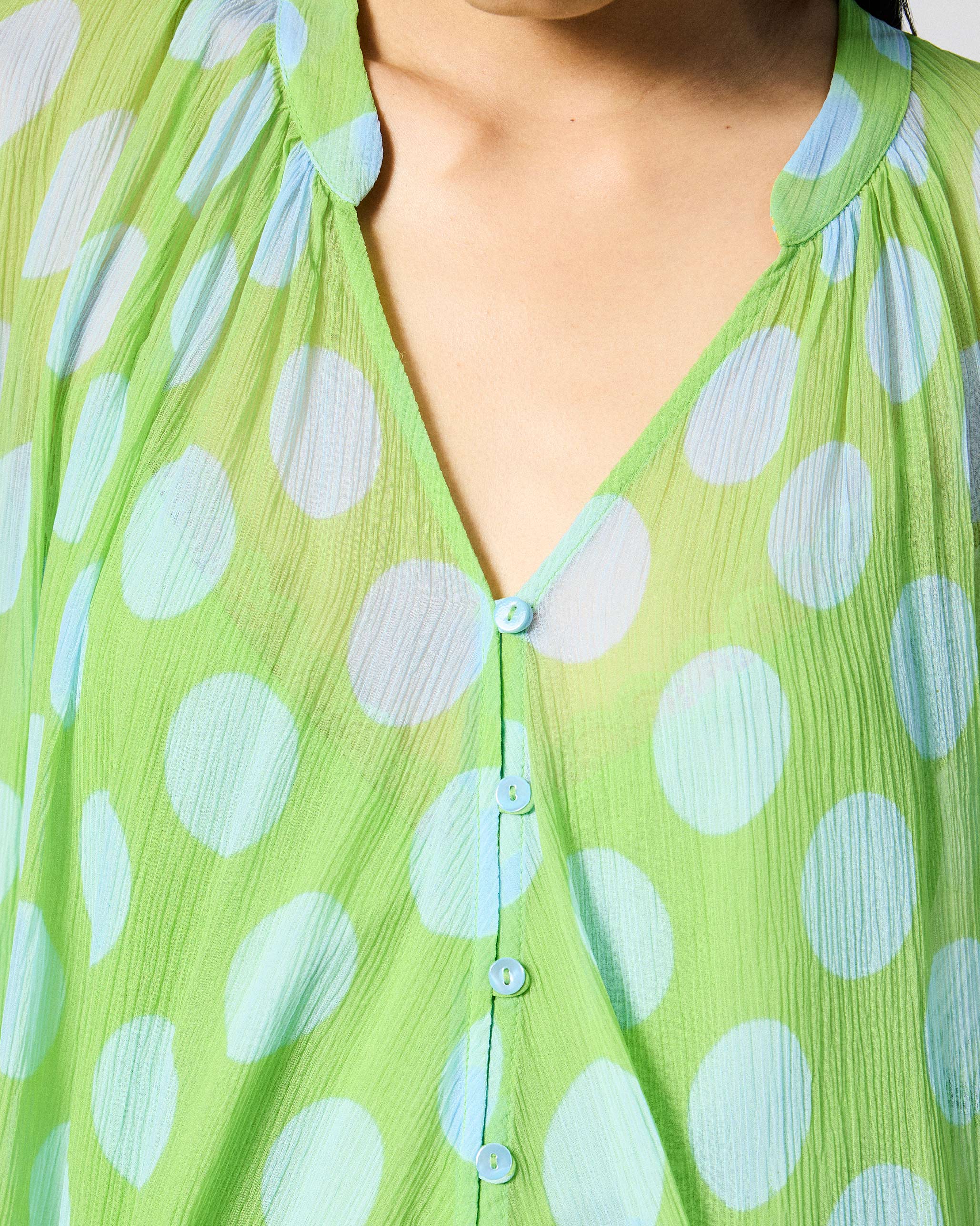 Jora Top with Slip - Green & Blue Printed