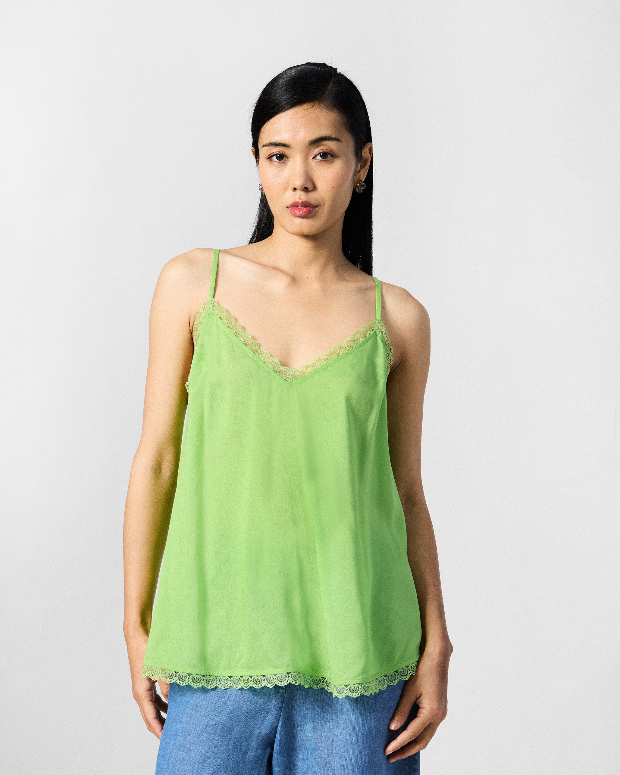 Jora Top with Slip - Green & Blue Printed