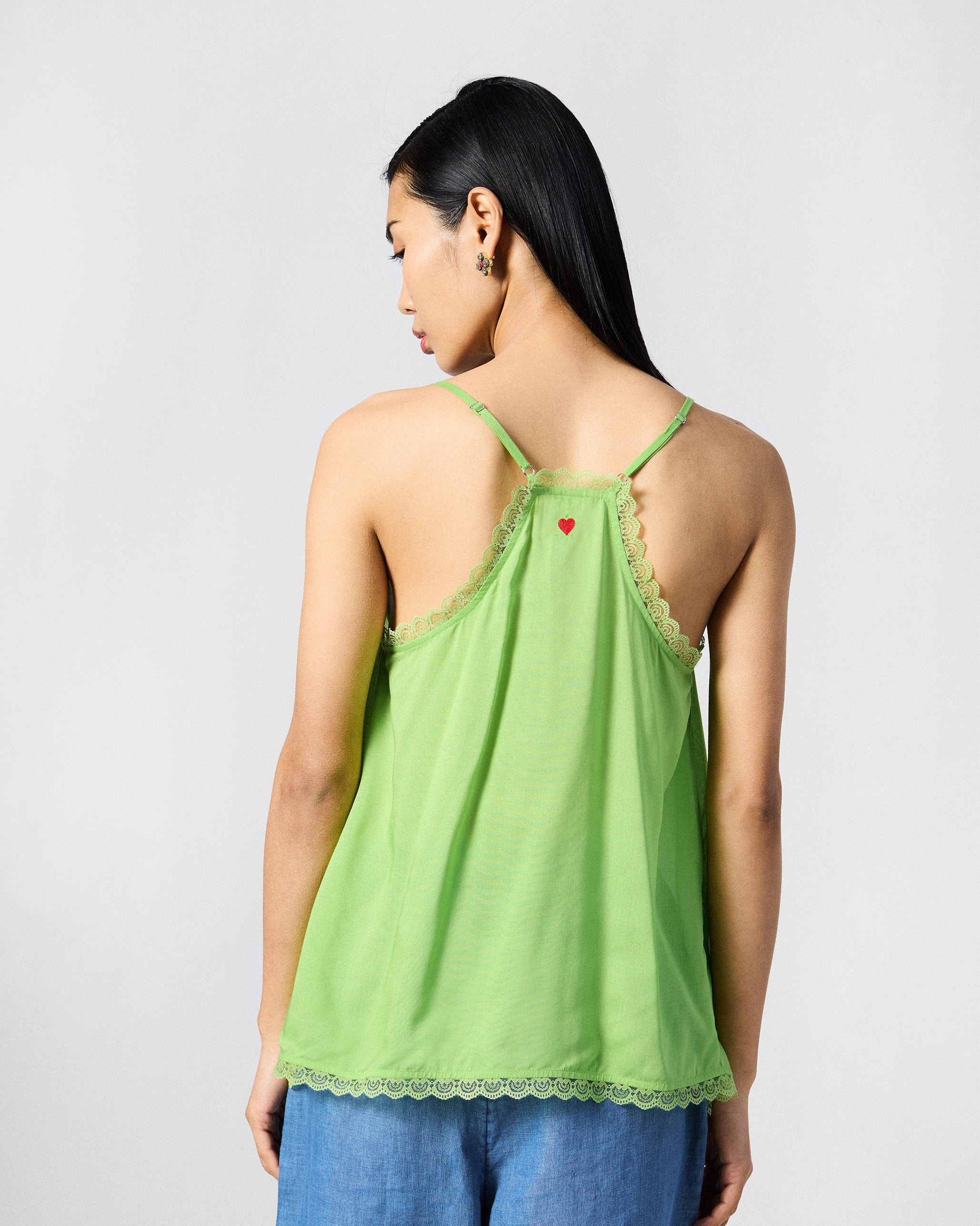 Jora Top with Slip - Green & Blue Printed