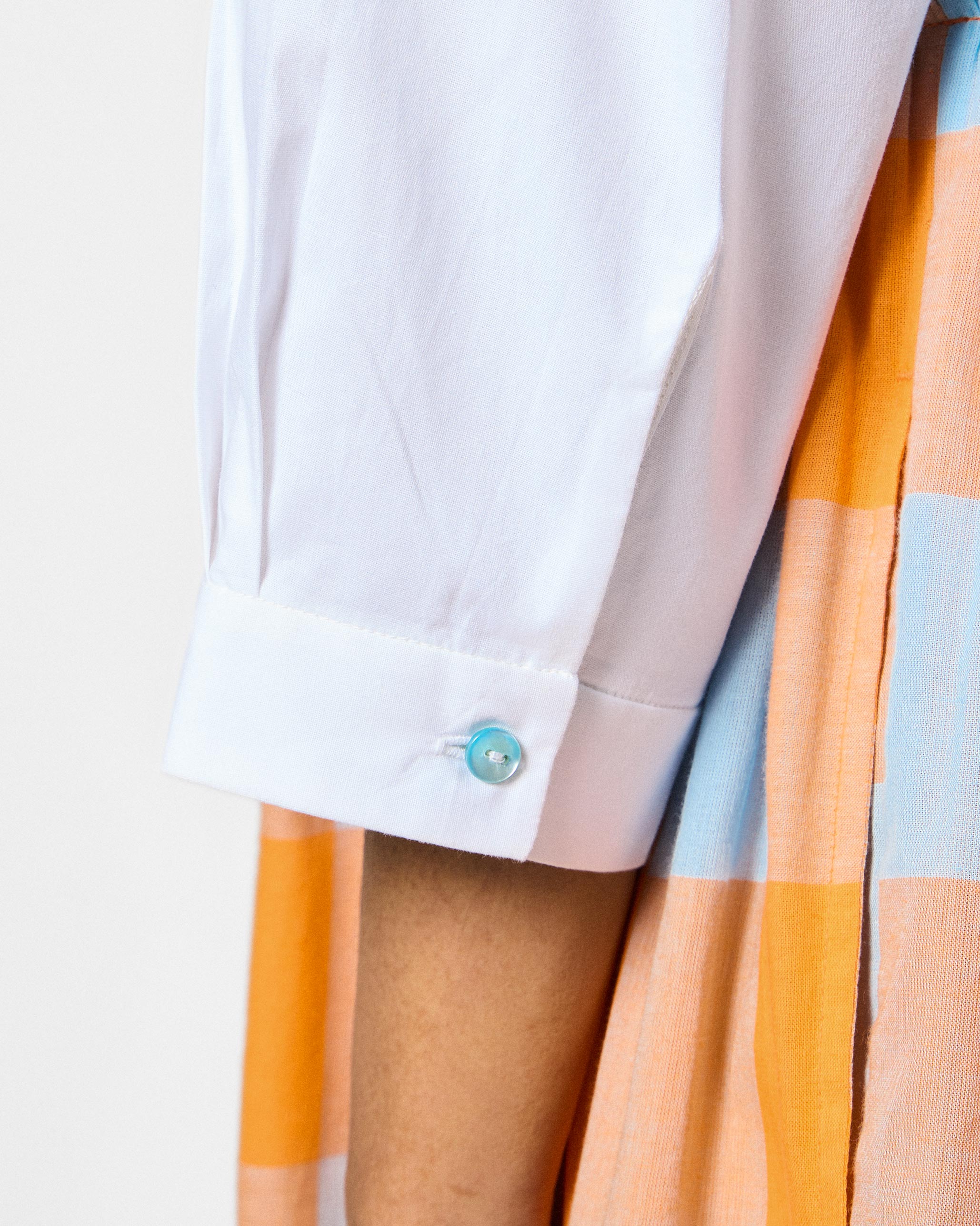 Kavi Dress - White & Orange Checks