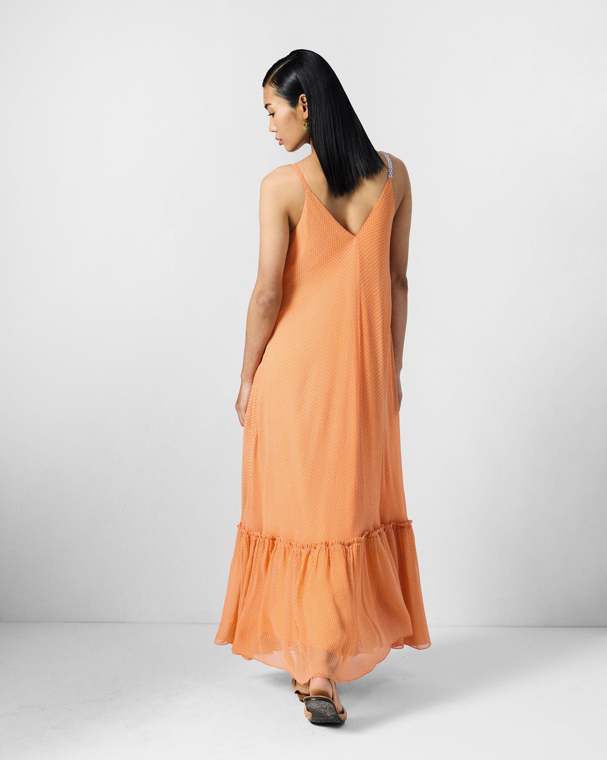 Luma Dress - Orange & Ice Blue Printed