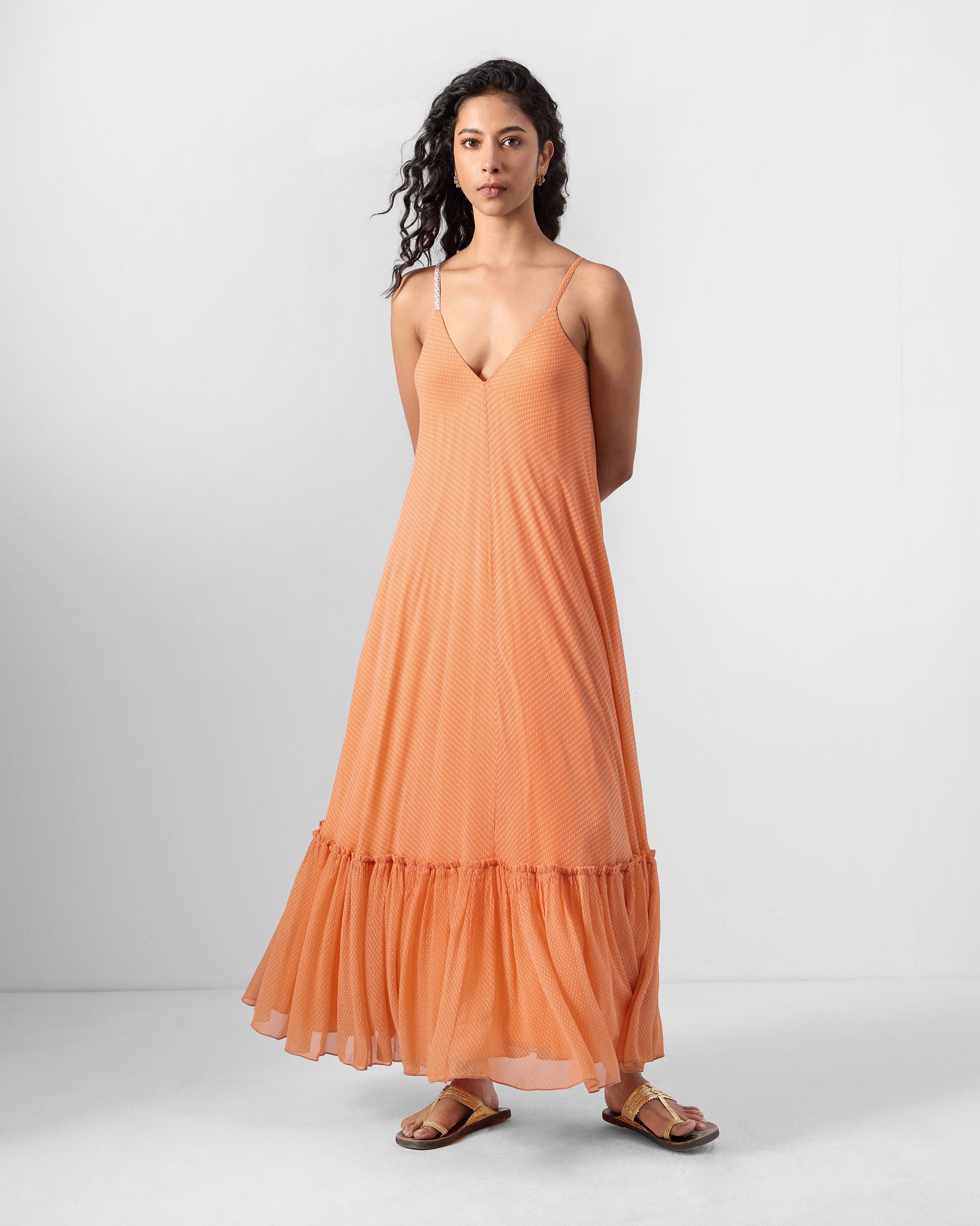 Luma Dress - Orange & Ice Blue Printed