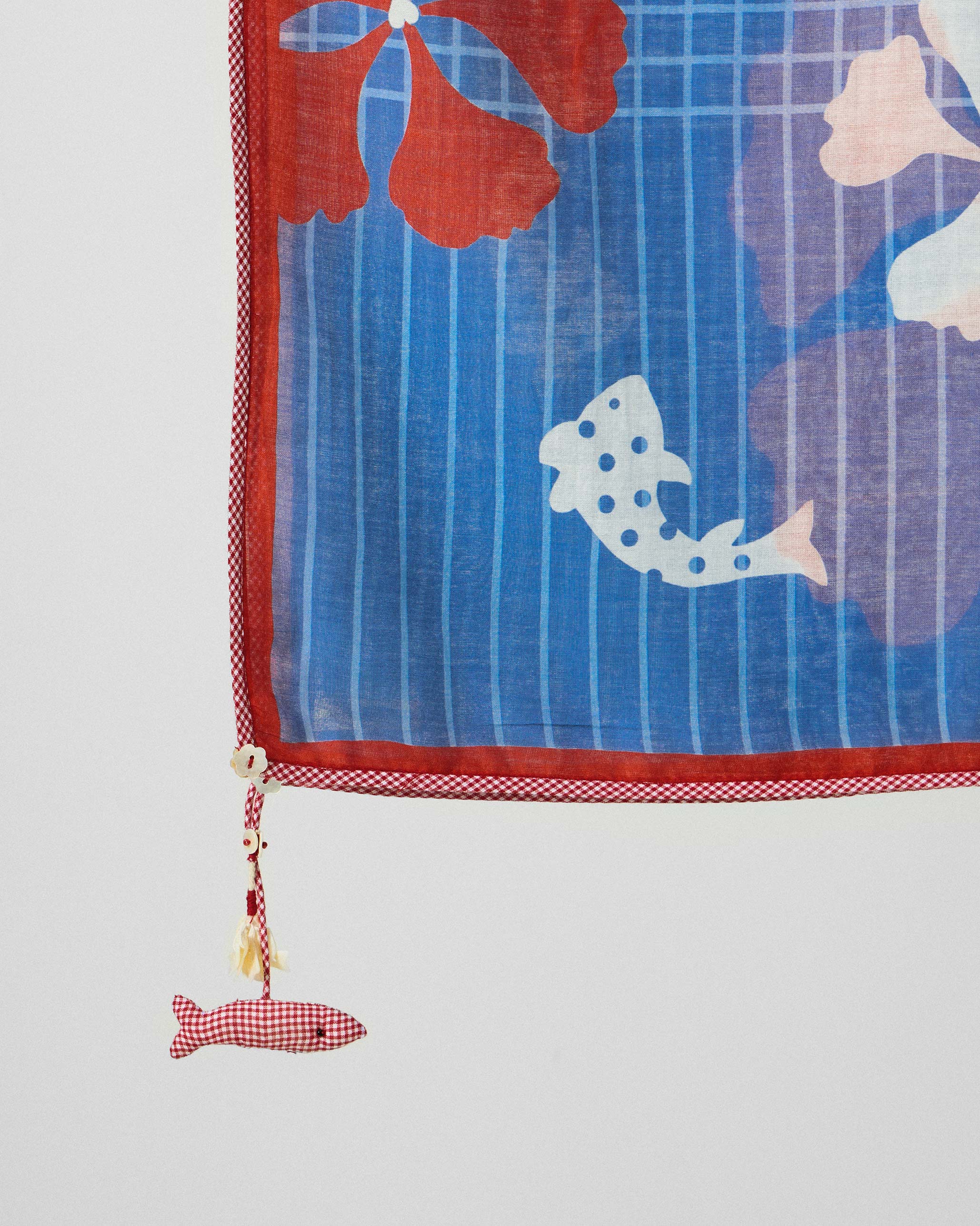 River Dupatta - Blue & Red Printed